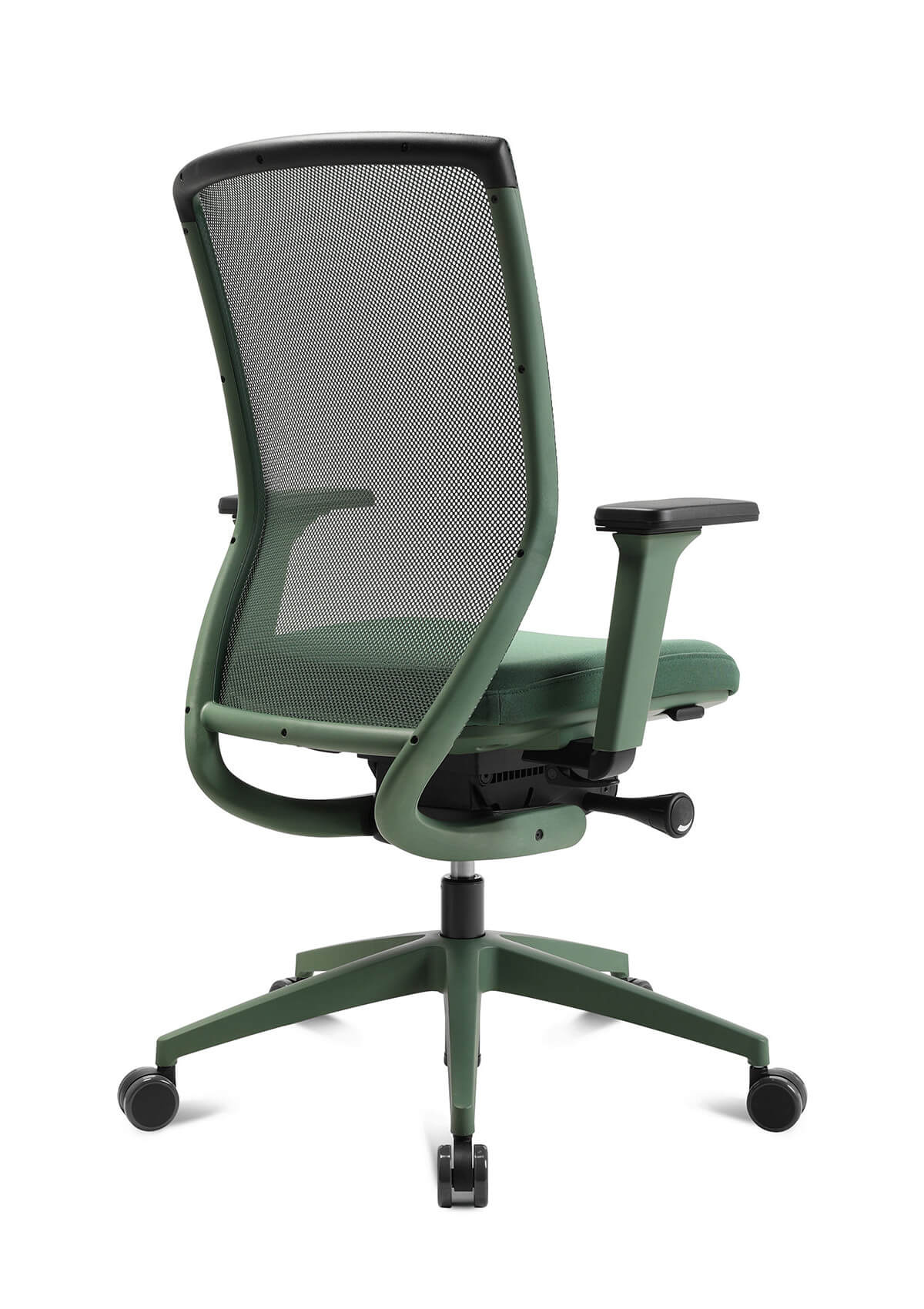 Moderner Wagner Titan Green Bürostuhl, grünes Design, ergonomisch geformt für komfortables Sitzen im Büro