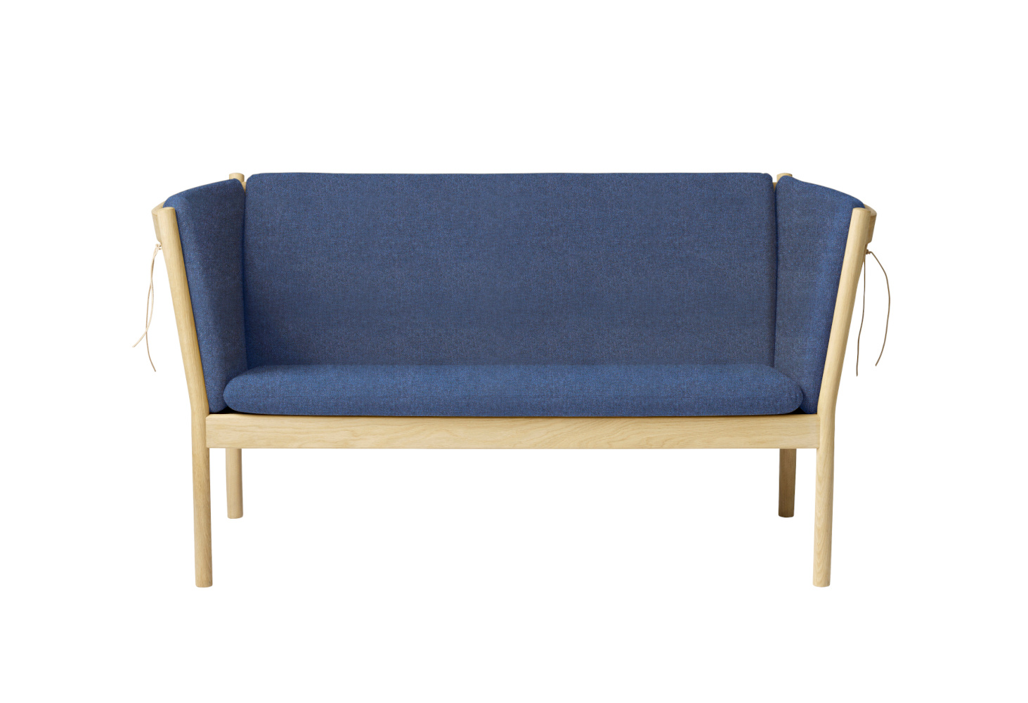 FDB Møbler J148 Sofa 2-Sitzer, nordisches Design, Eiche natur, dunkelblau, langlebig, funktional