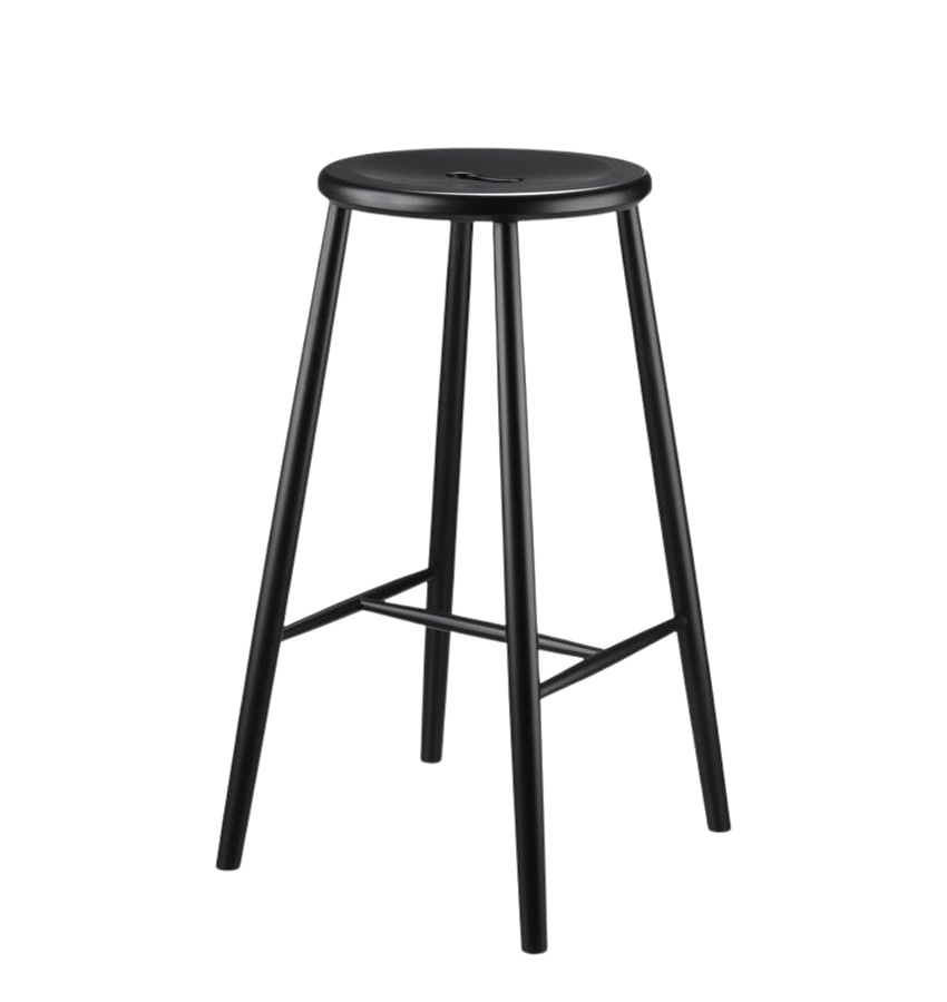 FDB Møbler J27B Barhocker, nordisches Design, ergonomisch, Buche schwarz, langlebig, funktional