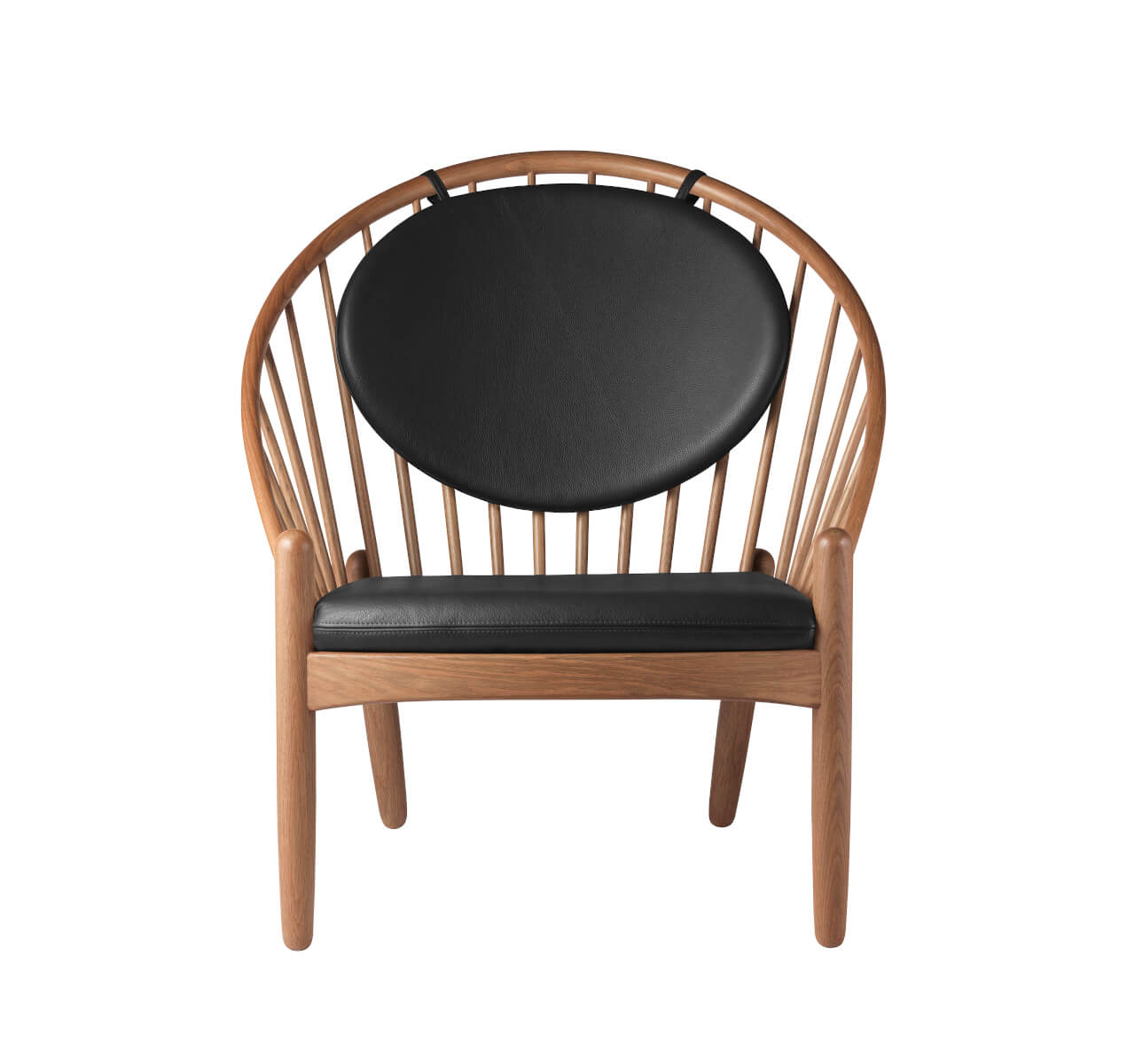 FDB Møbler J166 Jørna Sessel, Leder schwarz, geräucherte Eiche, ergonomisch, funktional, nachhaltig