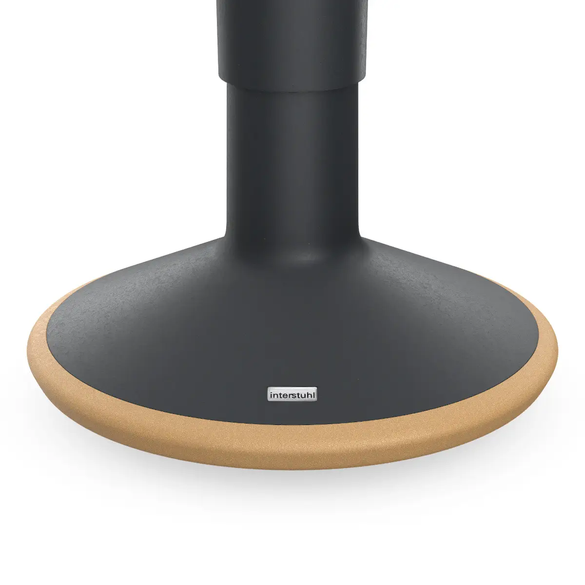 Interstuhl ECO UP Sitzhocker Schwarzgrau mit Detailansicht des Standfußes