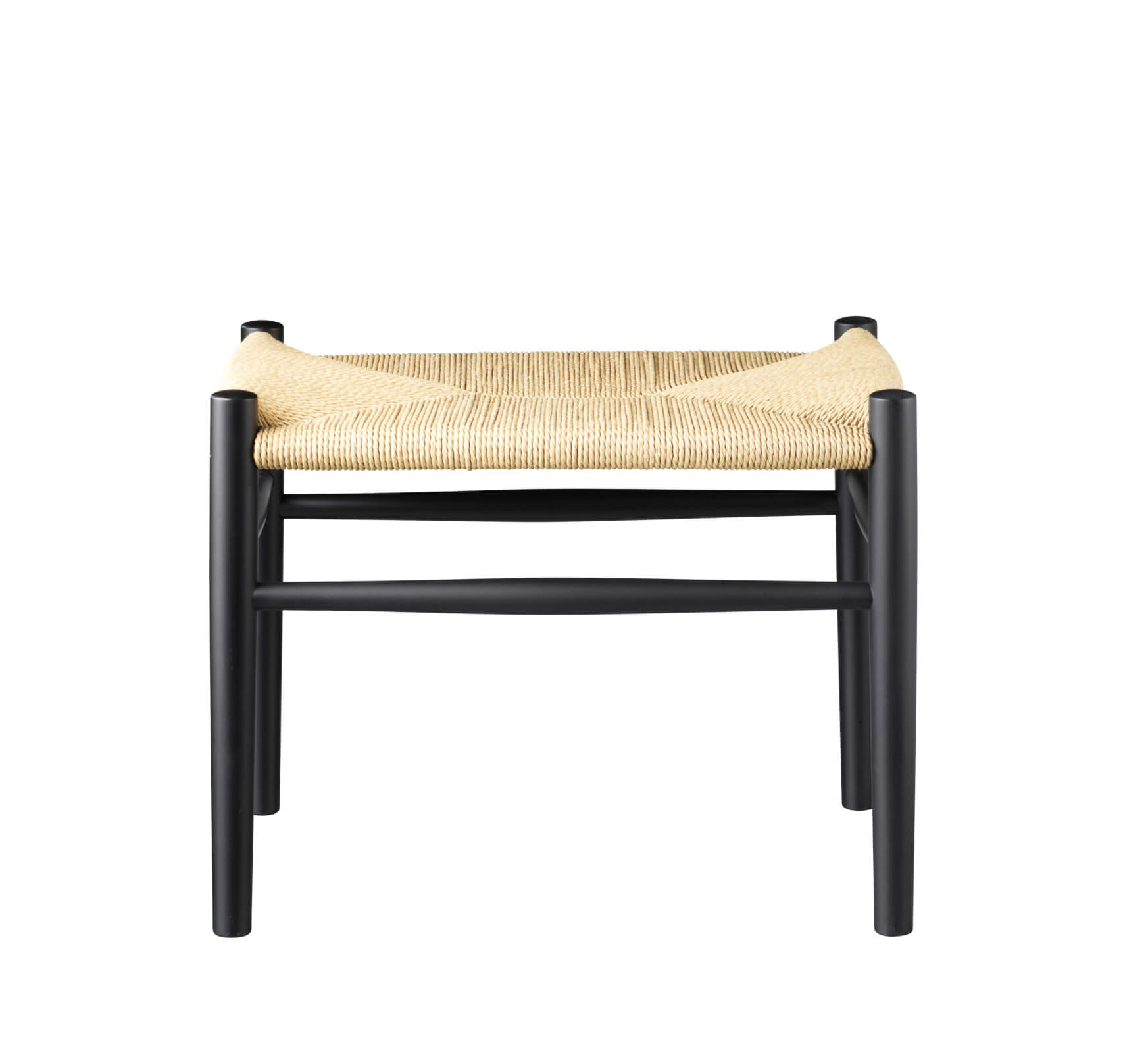 FDB Møbler J83 Hocker, nordisches Design, Buche schwarz, Naturgeflecht, langlebig, funktional