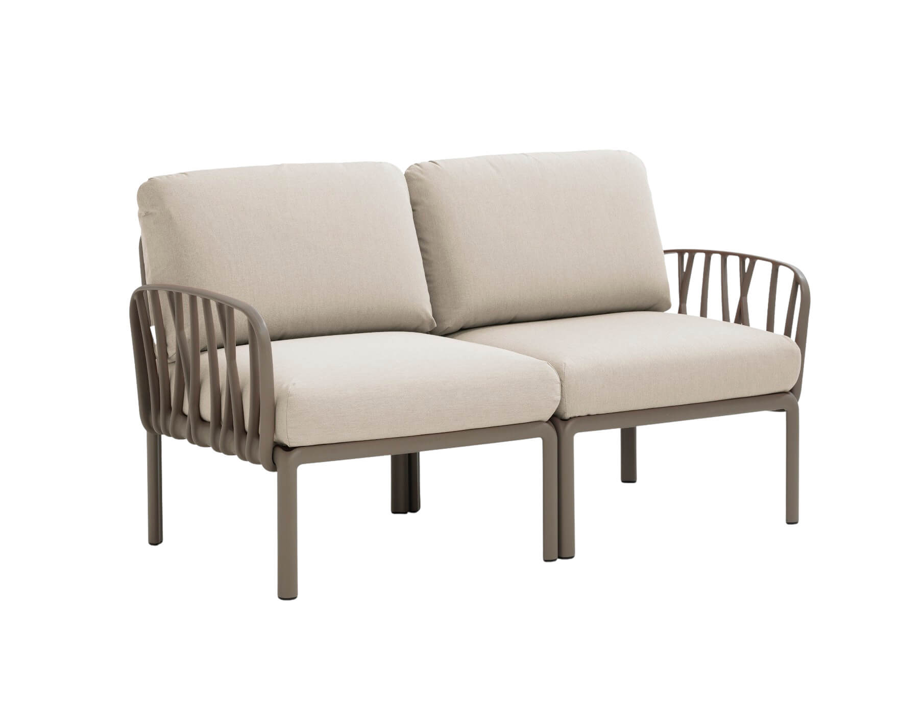 Nardi Komodo Gartensofa 2-Sitzer, tortora, wetterfestes Outdoor-Sofa, modular, langlebig, italienisches Design