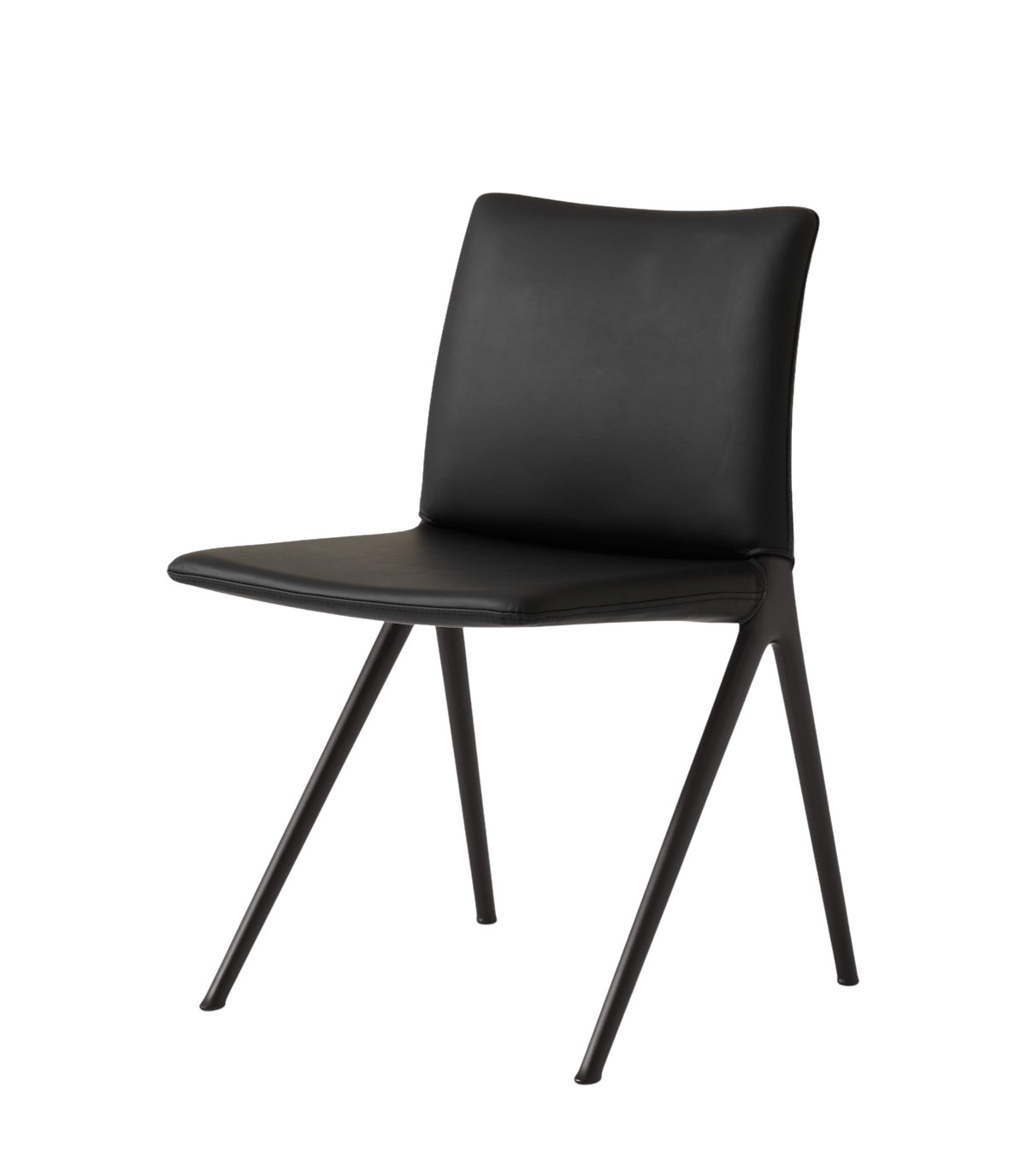 &Tradition Kape IF7 Stuhl schwarz mit edlem Lederbezug, moderner Designerstuhl, hochwertig und elegant