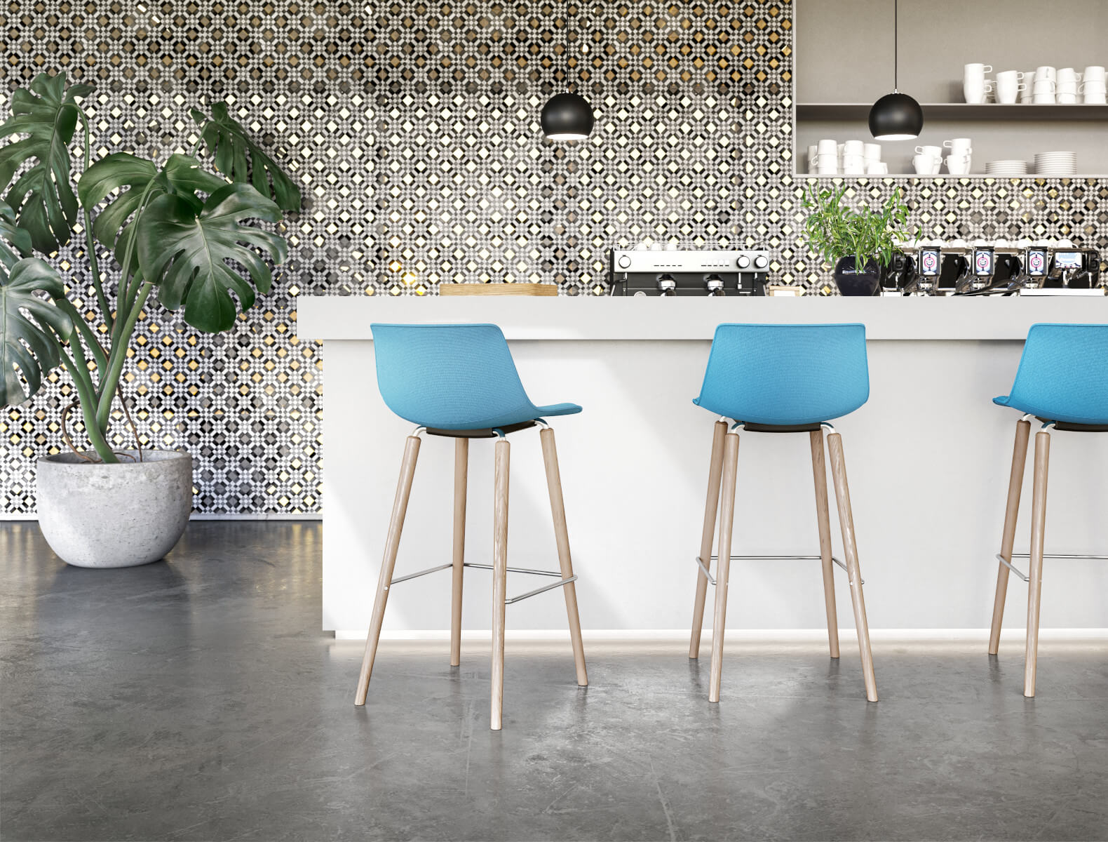 Interstuhl SHUFFLEis1 SU261 Barhocker mit gepolsterter Sitzfläche, höhenverstellbar, modernes Design, ideal für Küche und Bar