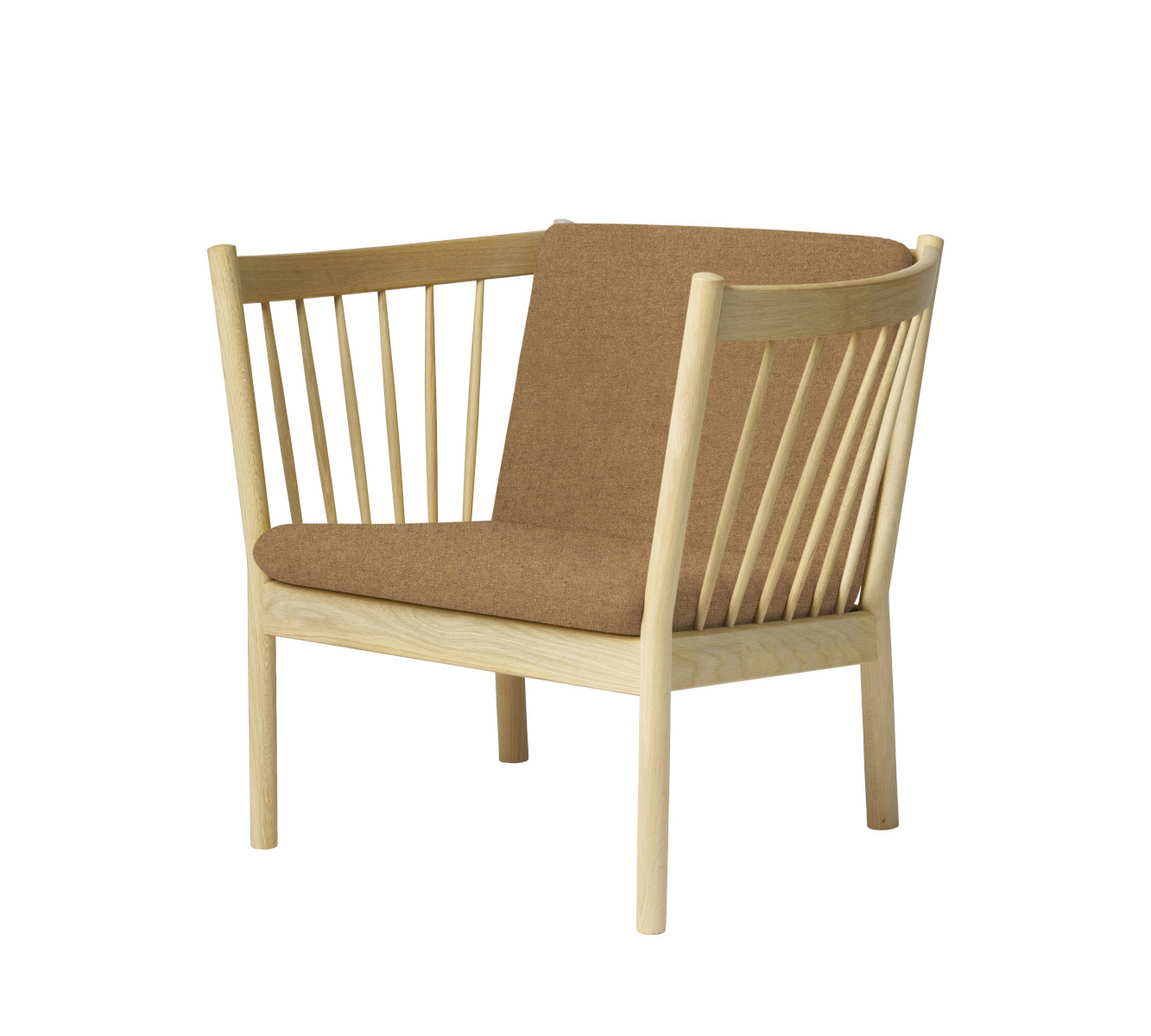 FDB Møbler J146 Sessel, ergonomisch, Eiche natur, braunes Leder, nordisches Design, langlebig, funktional