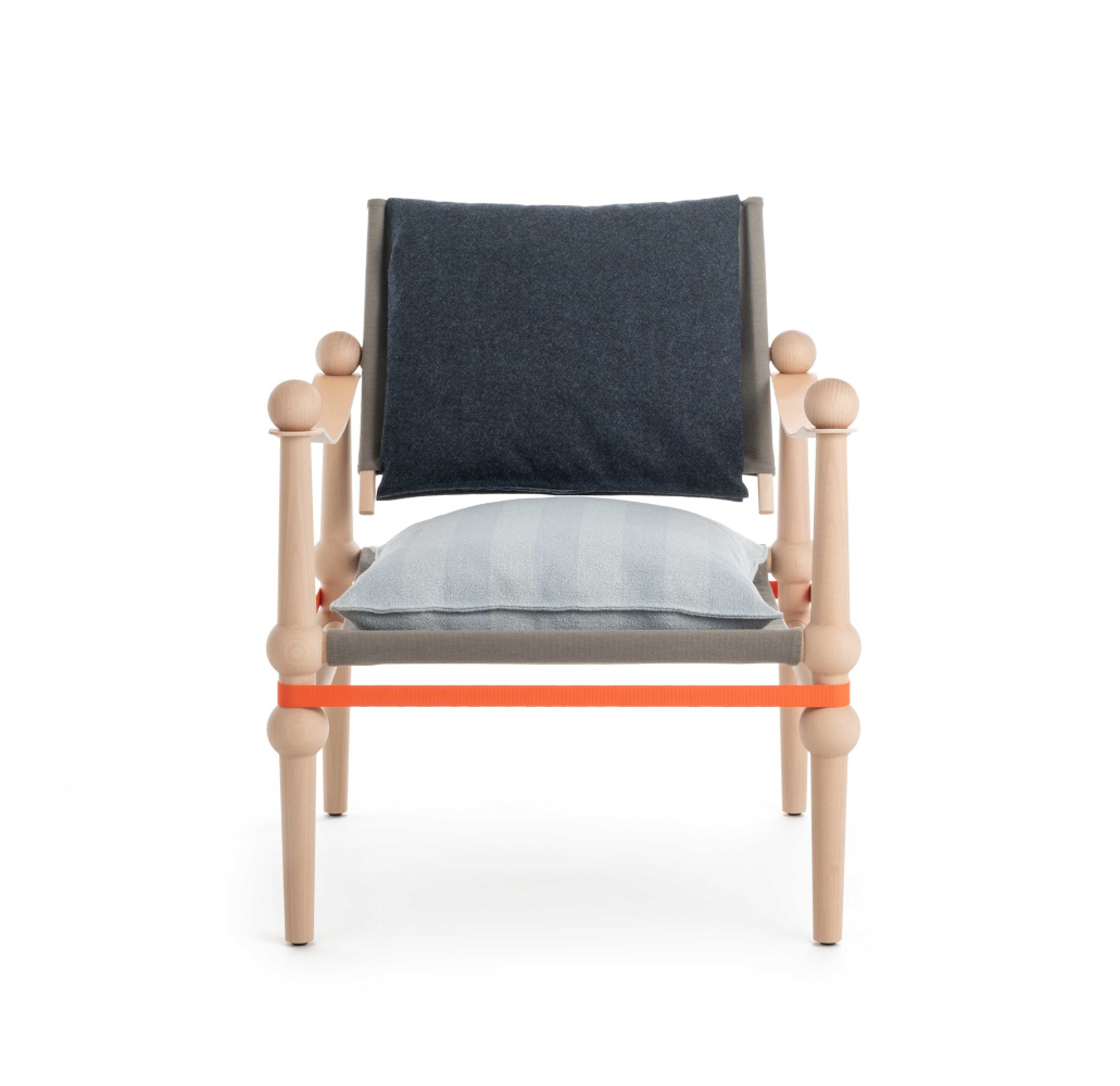 Magis Twain Sessel, natur Buche, light blue Polster, ergonomisch, leicht, modernes italienisches Design