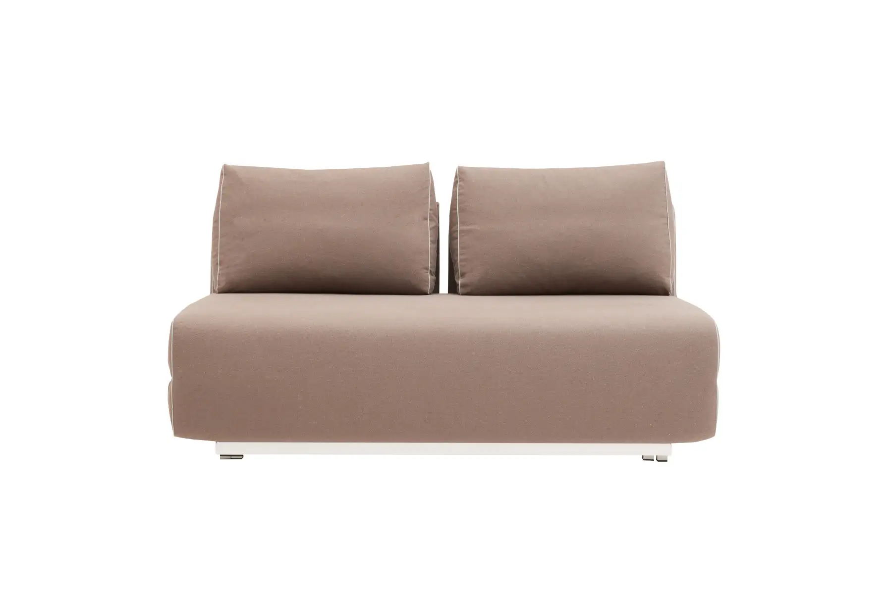 Softline City Sofa 2,5-Sitzer in Braun aus frontaler Perspektive mit zwei gepolsterten Rückenkissen und hellem Untergestell.