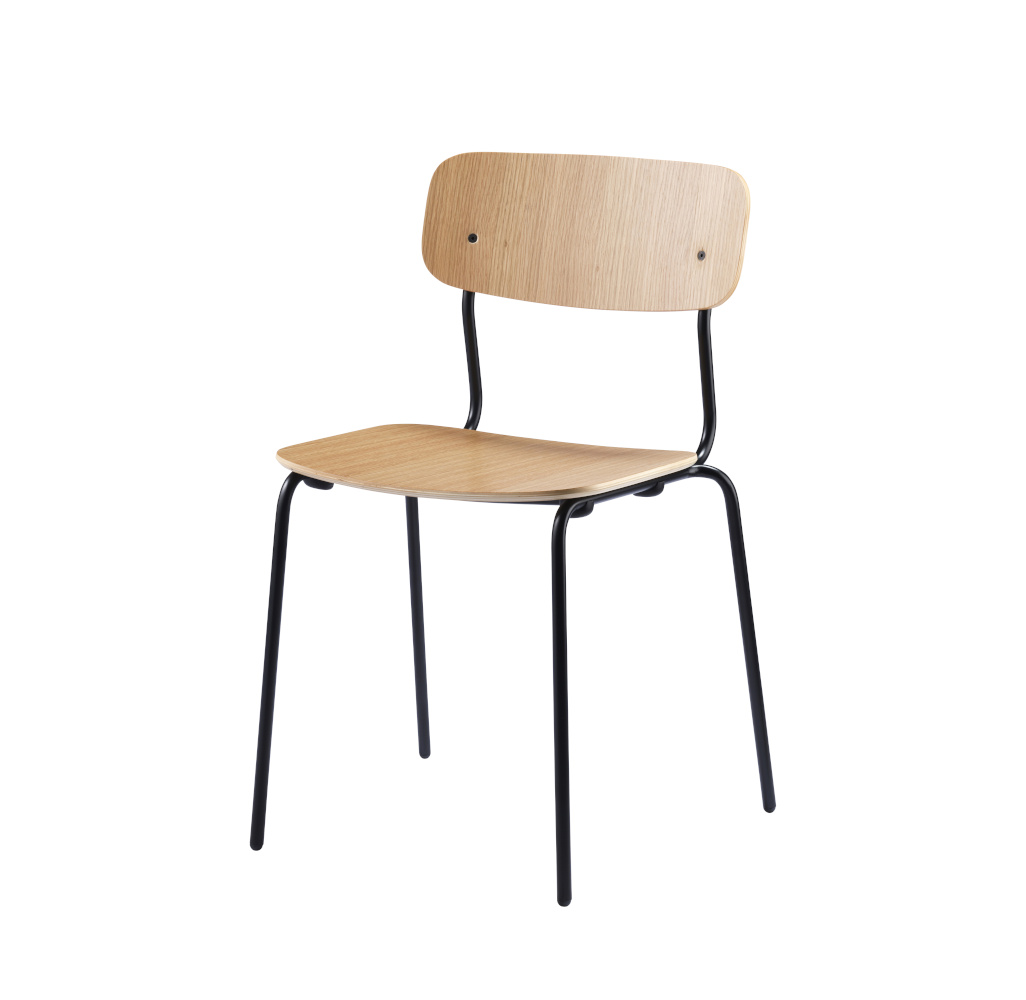 FDB Møbler J182 Holmen Stuhl, schwarz, Eiche natur, nordisches Design, nachhaltig, funktional