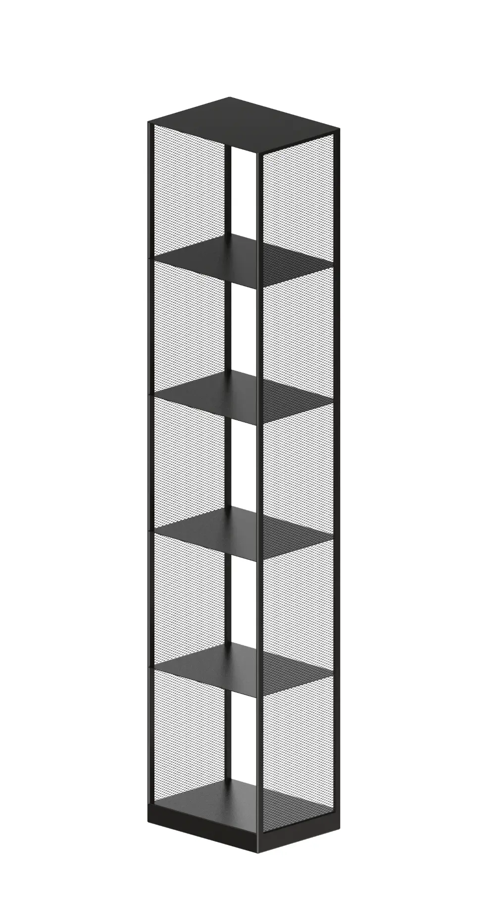 Zeus Tristano Regal 41 x 190 cm grau aus Stahl mit schlanker Form und mehreren offenen Ablageflächen.