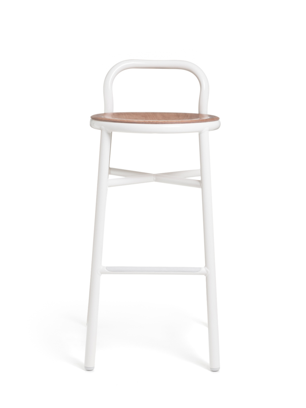 Magis Pipe Barhocker 77 cm, ergonomischer Sitz, Buche/Weiß, leichter Design-Barstuhl, Made in Italy