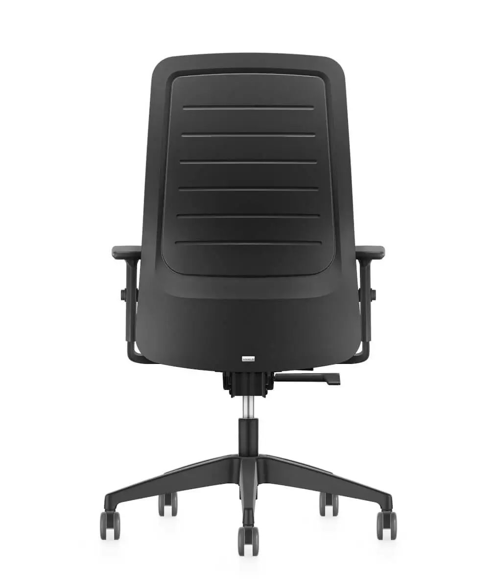 Interstuhl 152II Bürostuhl in Schwarz mit Armlehnen in Rückansicht