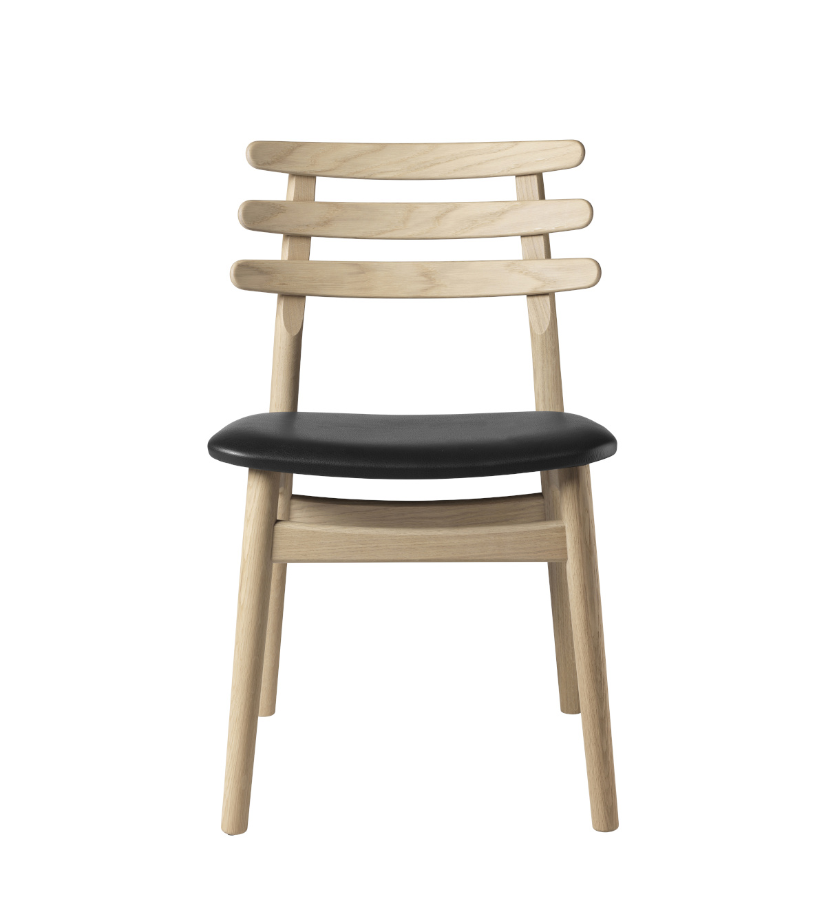 FDB Møbler J48 Stuhl, nordischer Design-Stuhl, ergonomisch, Eiche natur, Leder schwarz, langlebig, funktional