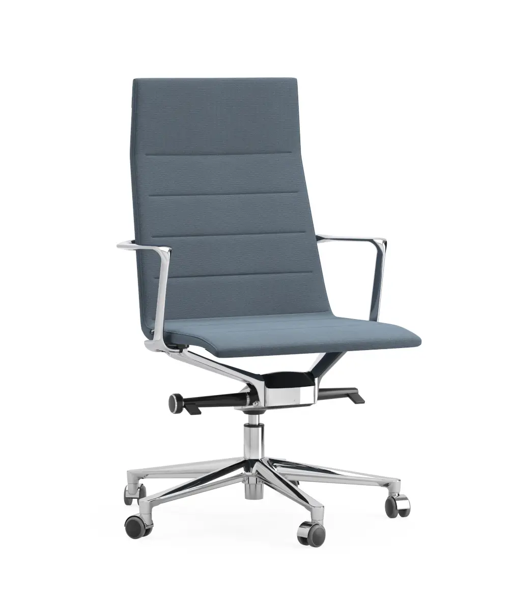 ICF Valea Chair mit Kopfstütze und 5-Stern-Fußkreuz als ergonomischer Bürostuhl mit hoher Rückenlehne für komfortables Arbeiten.