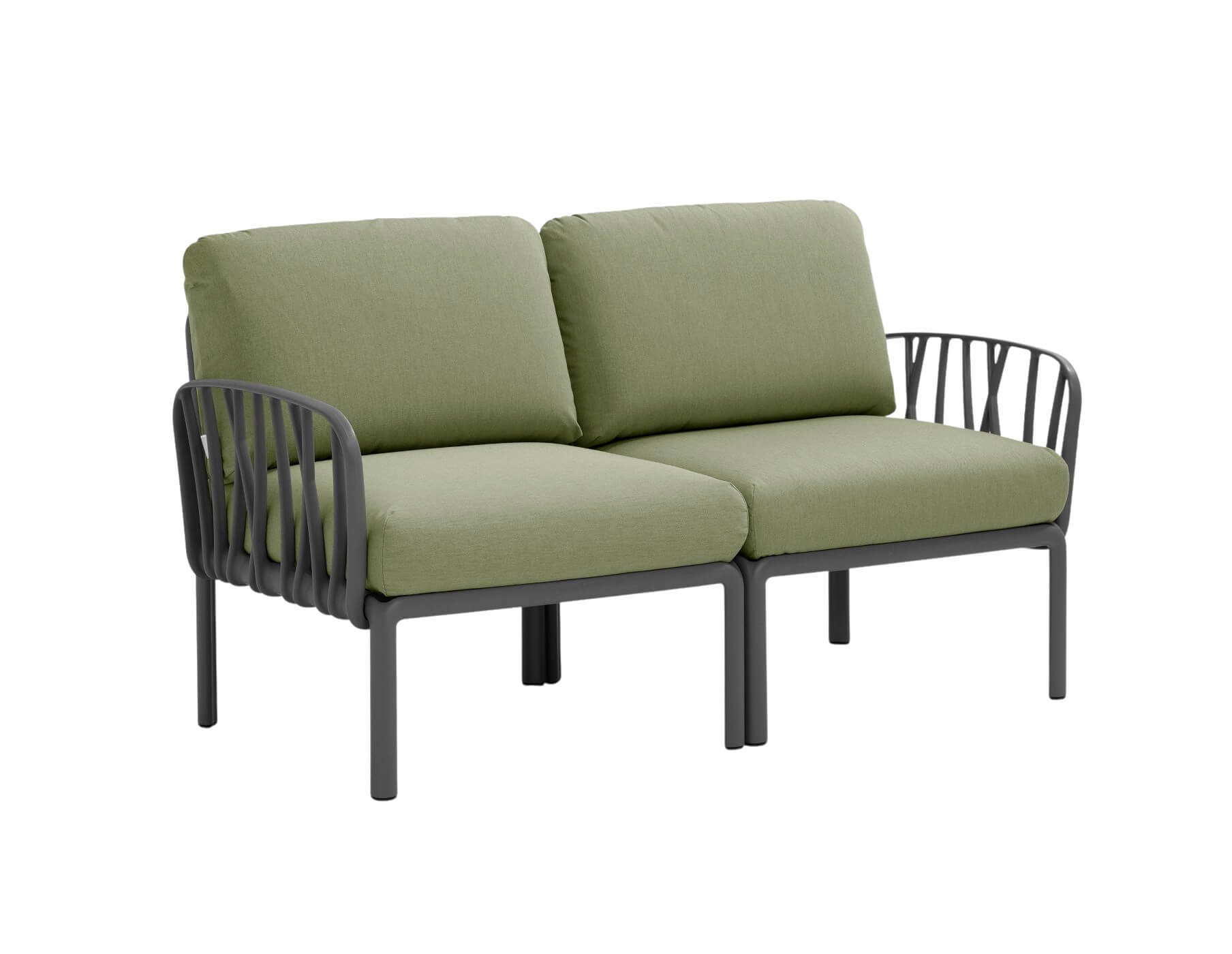 Nardi Komodo Gartensofa 2-Sitzer, anthrazit, giungla Sunbrella, wetterfest, langlebig, italienisches Design