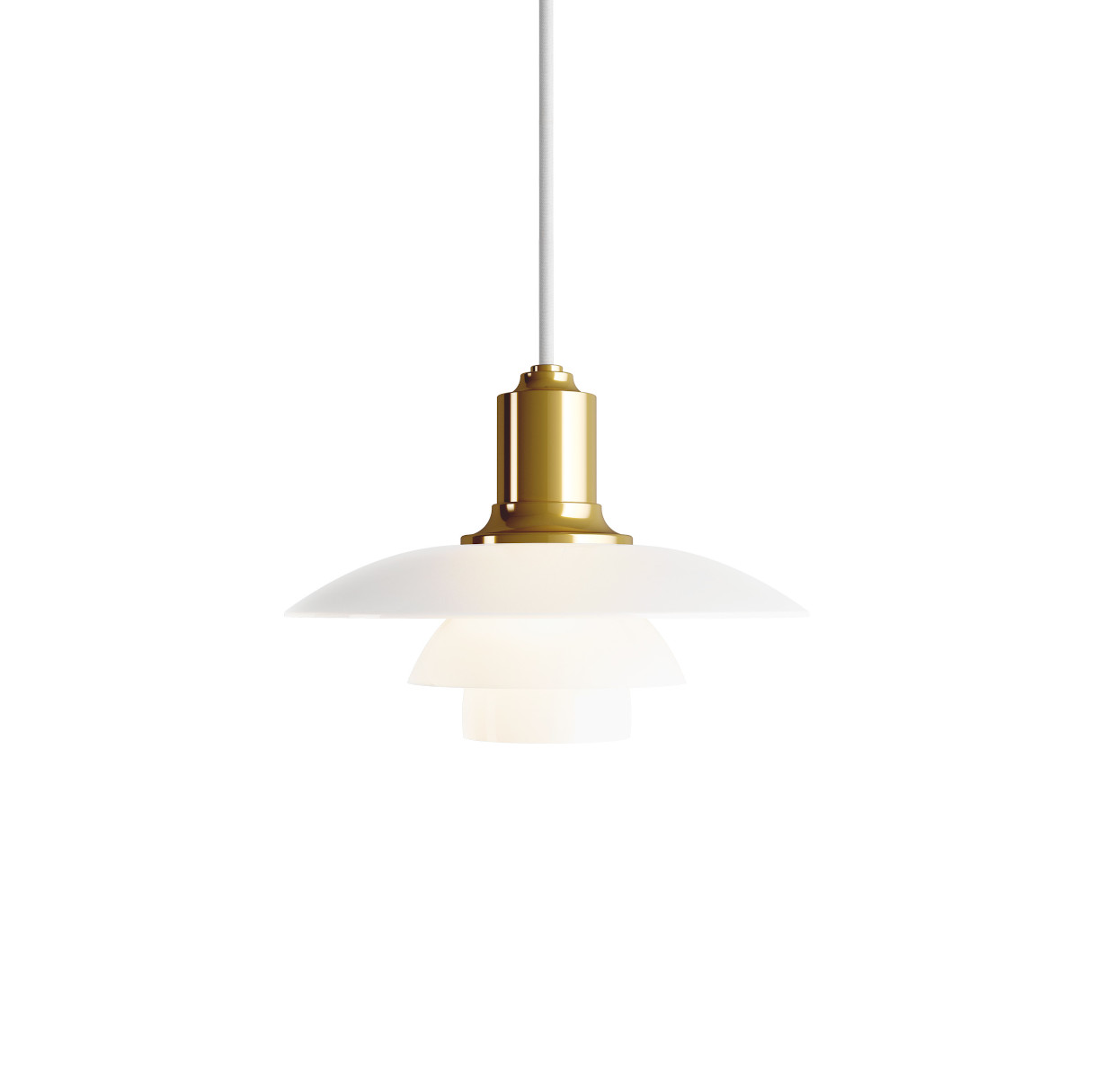 Louis Poulsen PH 2/1 Pendelleuchte brass metallised, elegantes Messing, klassisches skandinavisches Design, warmes Licht