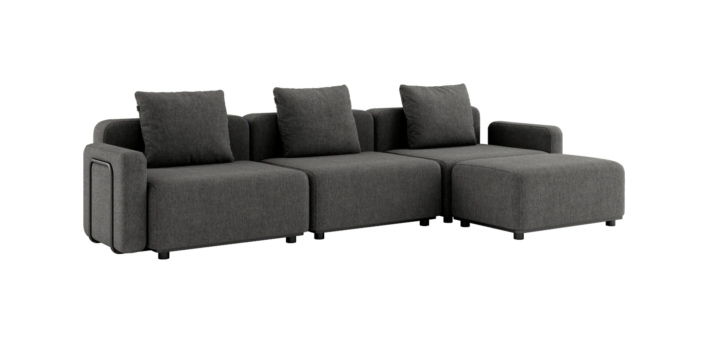 Cobana Loungesofa 3-Sitzer mit Armlehnen mit Hocker, cobana grau