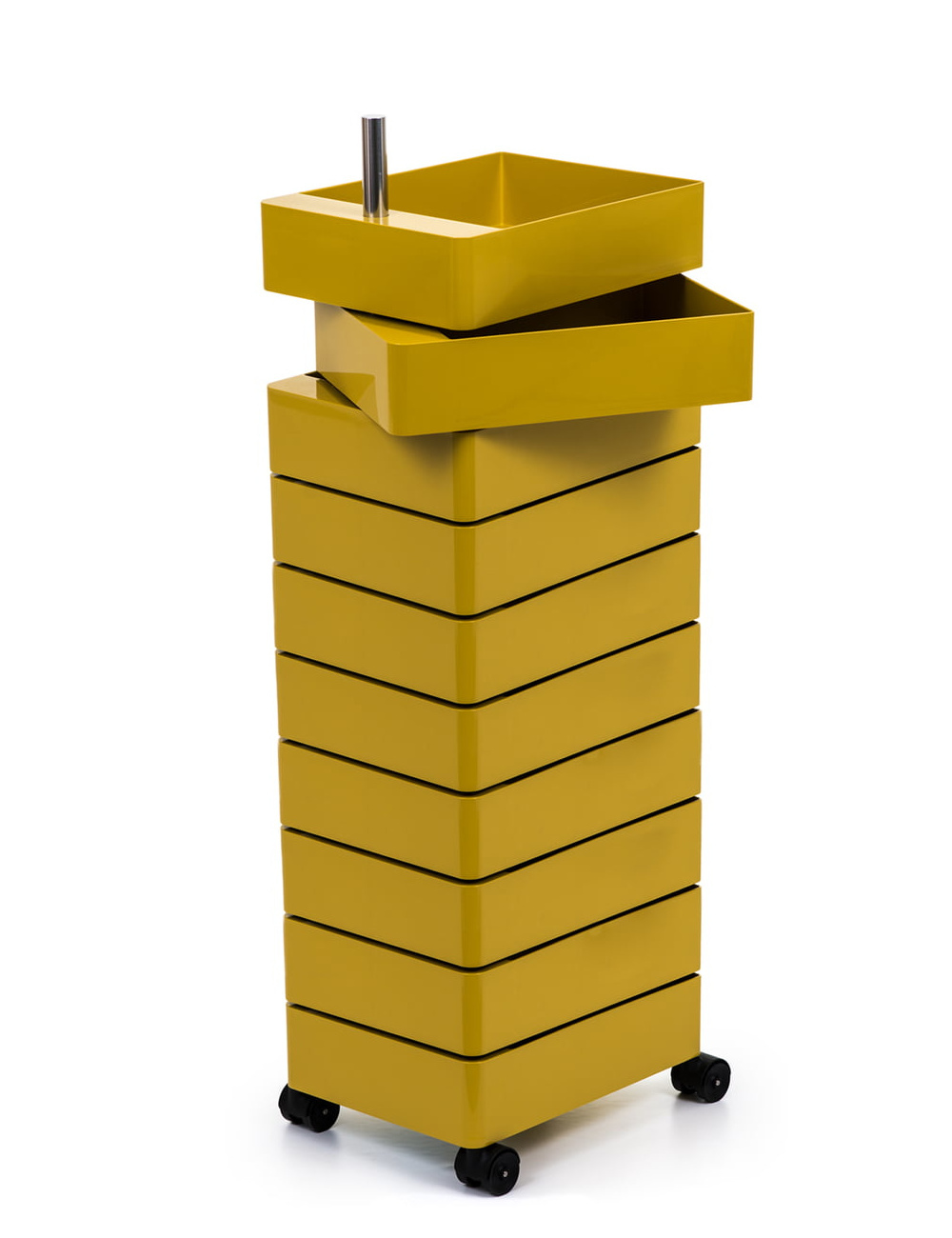 360° Rollcontainer mit 10 Fächer, gelb