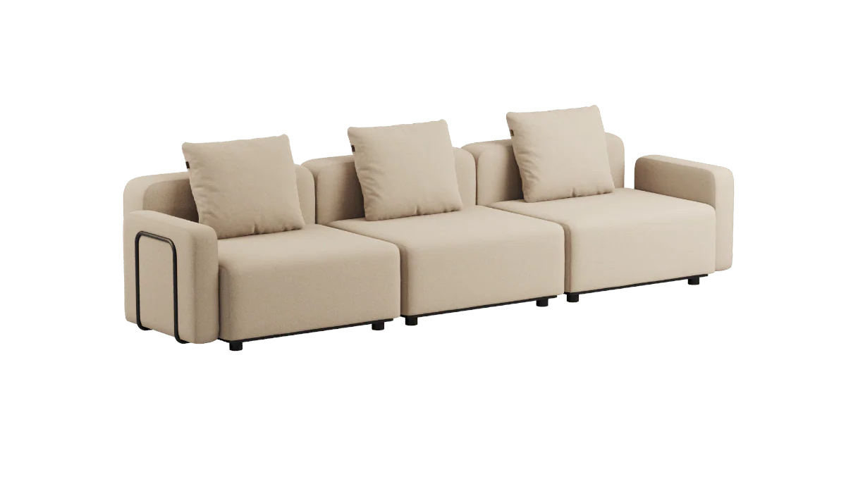 Cobana Loungesofa 3-Sitzer mit Armlehnen, boucle beige