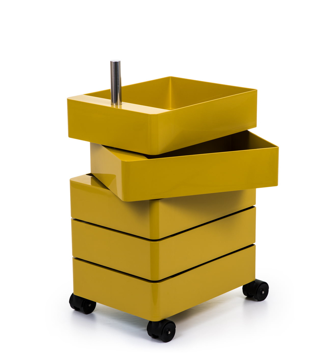 360° Rollcontainer mit 5 Fächer, gelb