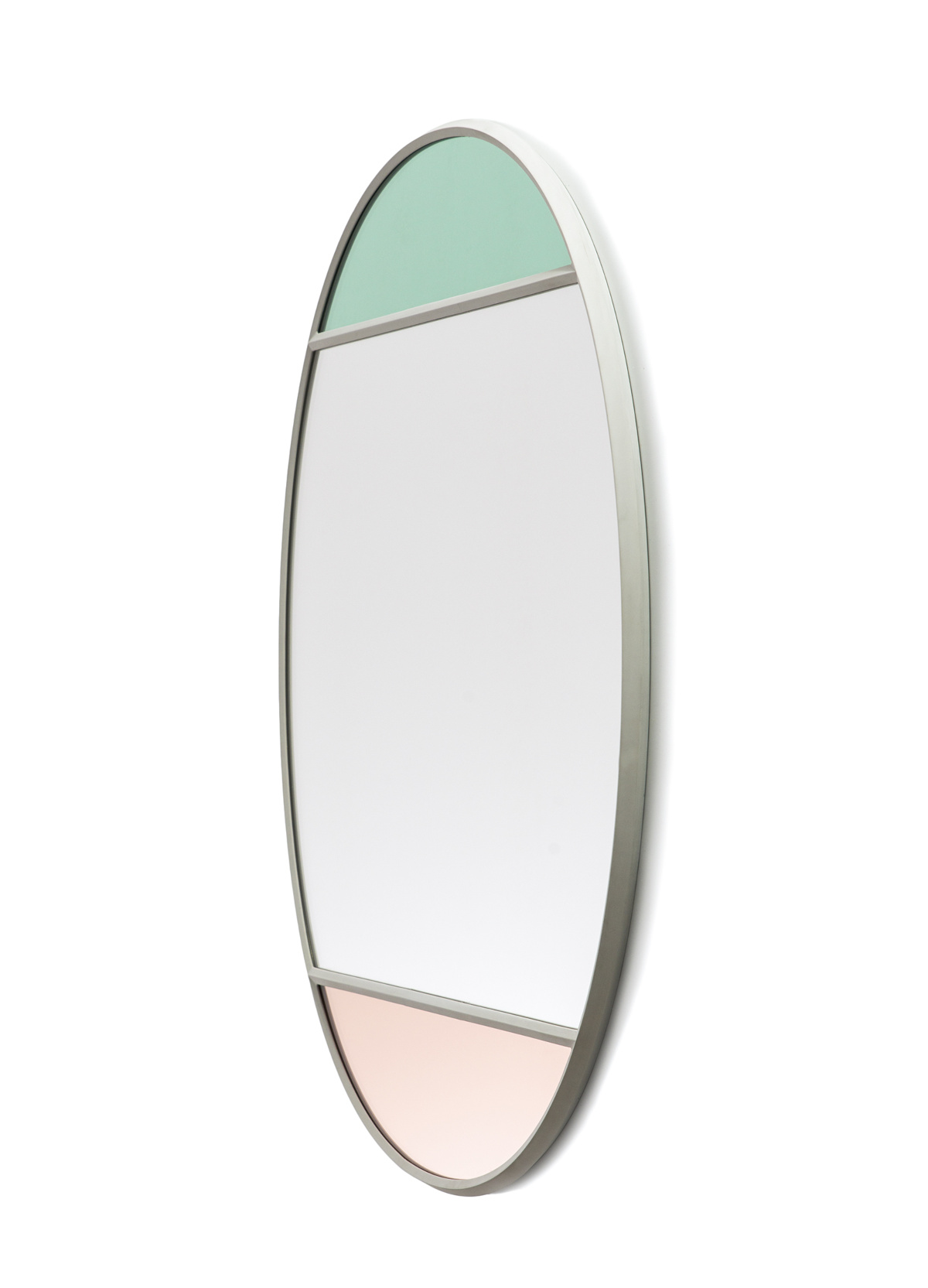 Magis Vitrail Wandspiegel oval 50x60 cm, hellgrau, mehrfarbig, modernes Design, eleganter Wandspiegel