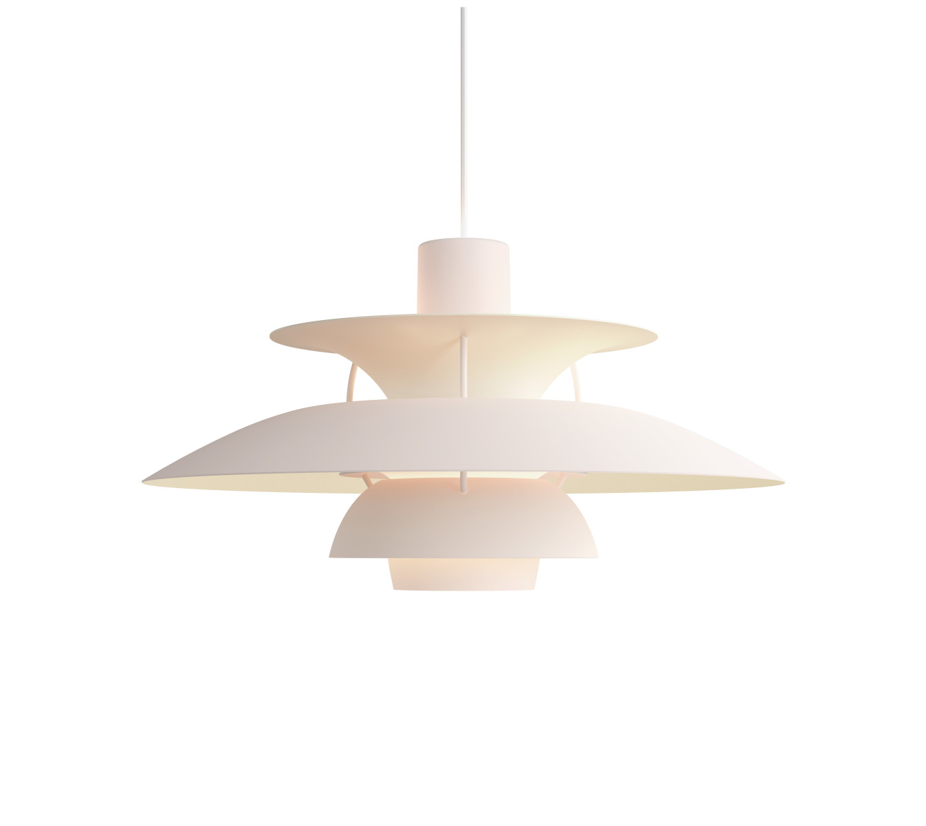 Louis Poulsen PH 5 Pendelleuchte Pale Blush – Skandinavisches Design Louis Poulsen PH 5 Pendelleuchte monochrome pale blush, skandinavisches Design, dimmbar, elegante Raumbeleuchtung