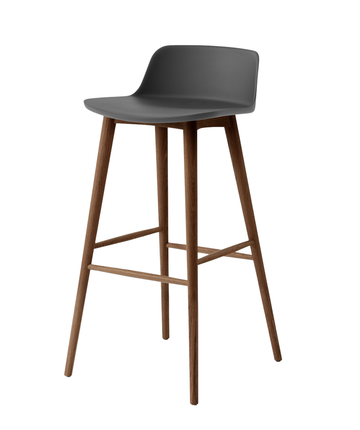 &Tradition Rely HW123 Barhocker mit Walnuss Gestell und stone grey Sitz, stilvoller Design Barstuhl