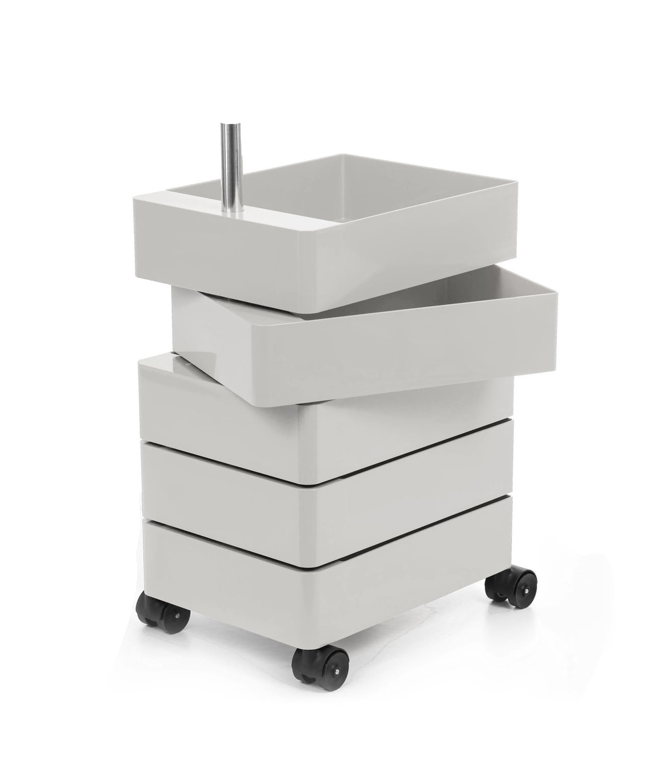 Magis 360° Rollcontainer hellgrau, 5 Fächer, moderner Büroschrank, mobil, funktional, italienisches Design