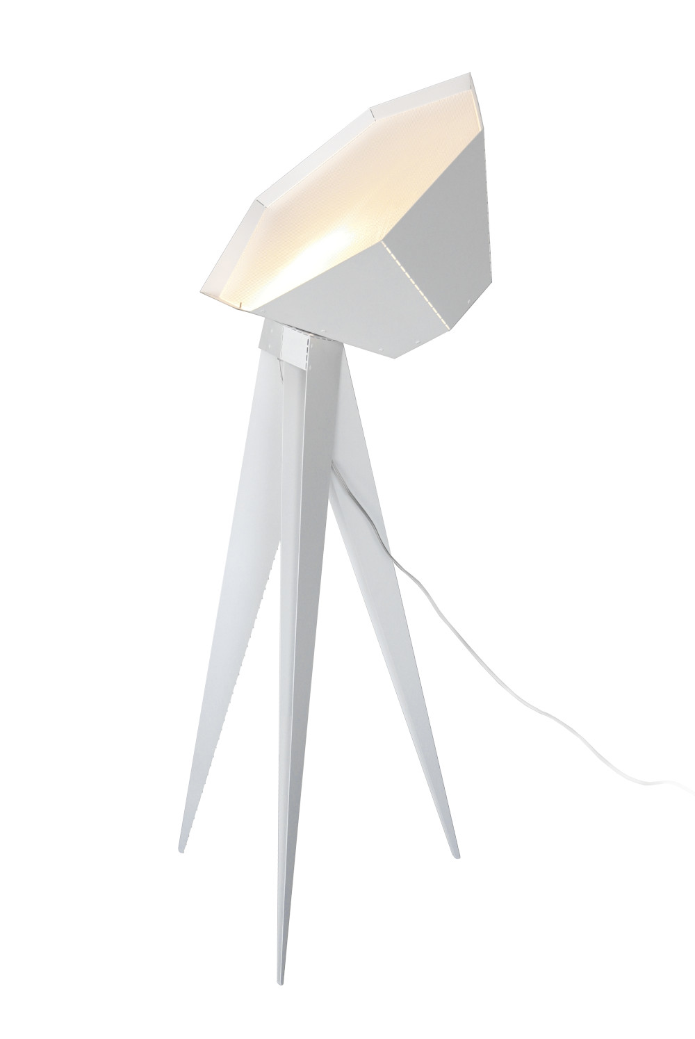 Moderne FRAUMAIER Jean Stehleuchte in Weiß mit rundem Lampenschirm, stilvolle Beleuchtung für Wohnräume