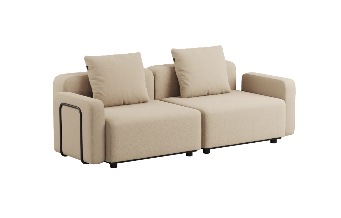 Cobana Loungesofa 2-Sitzer mit Armlehnen, boucle beige