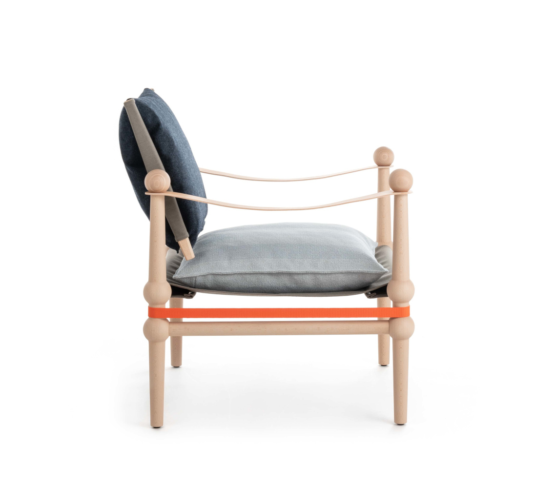 Magis Twain Sessel, Buche natur, hellblau, moderner Design-Sessel, ergonomisch, komfortabel