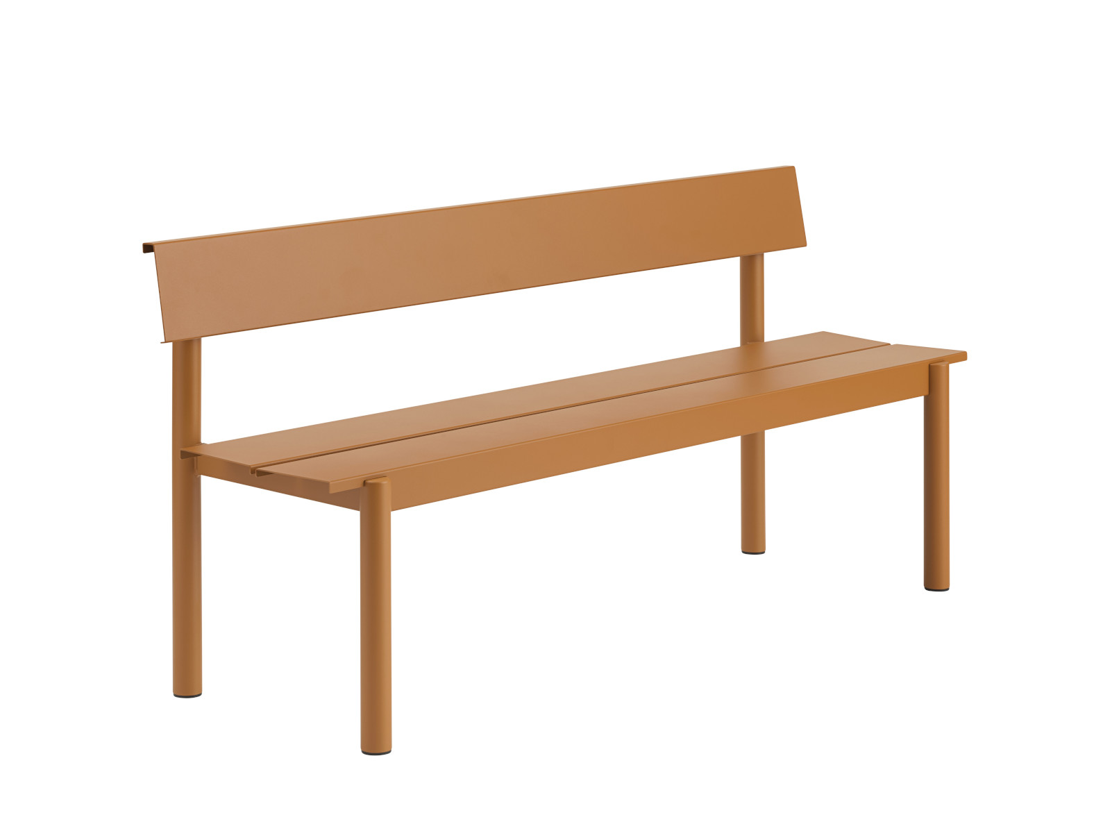Linear Steel Gartenbank mit Rückenlehne, 170 cm, burnt orange