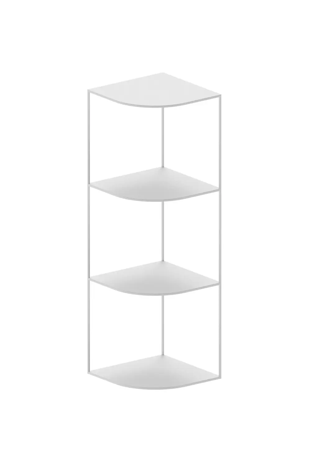 Zeus Eveline Eckregal in Weiß mit minimalistischer Gestaltung und offenen Ablageflächen aus Stahl.