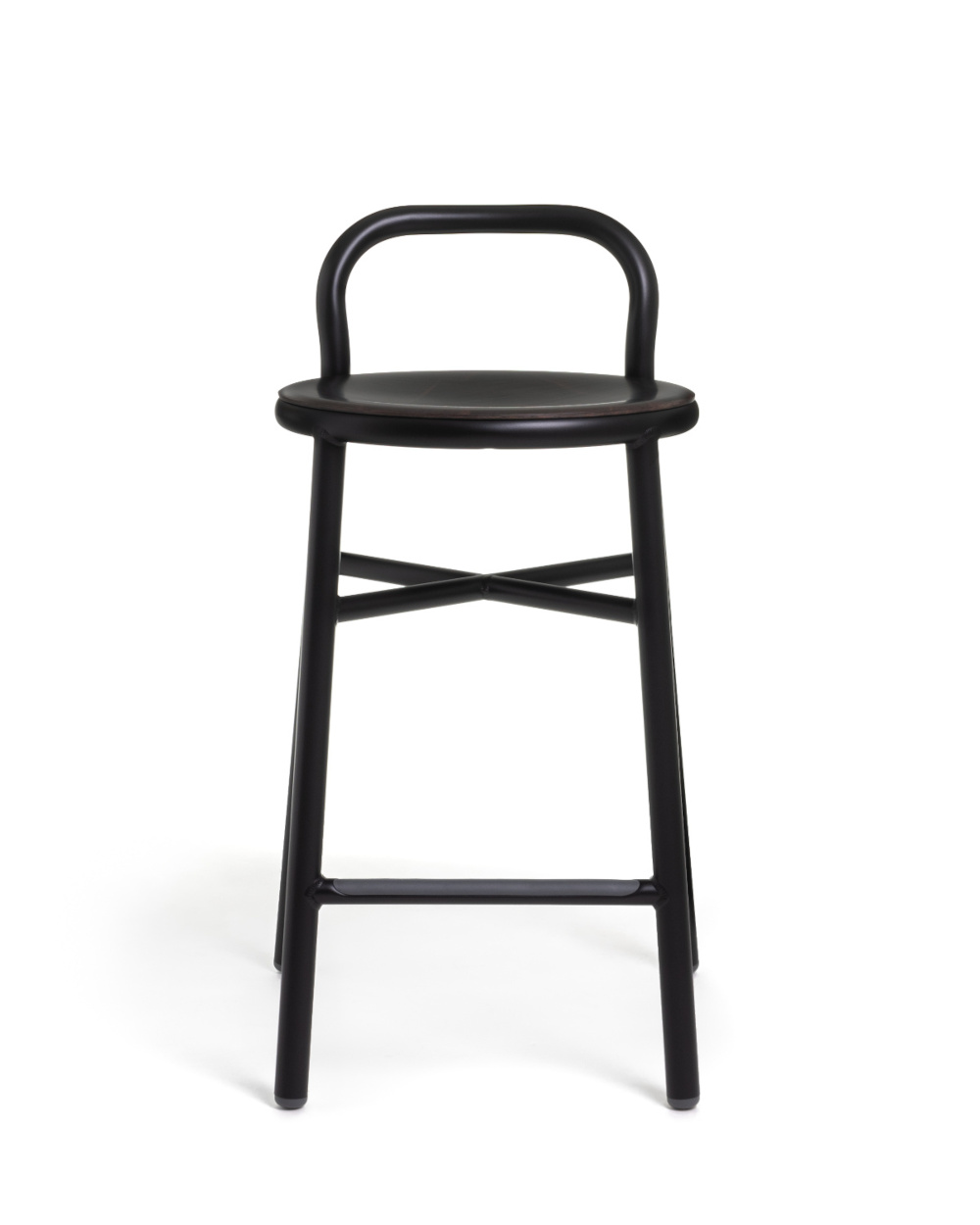 Magis Pipe Barhocker 67 cm, ergonomisch, Buche/Schwarz, stabiler Holzstuhl, modernes italienisches Design