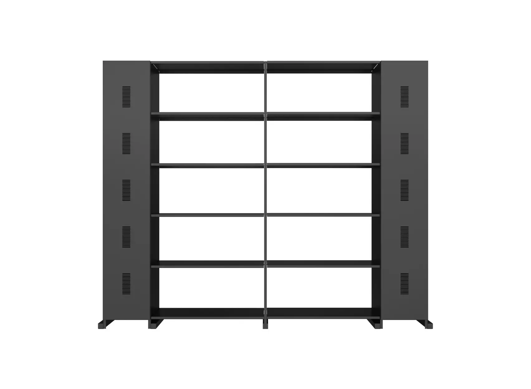 Zeus Alfiere Bücherregal 248 × 35 cm in Gunmetal aus Stahl mit offenem Regalsystem und charakteristischer Formensprache.