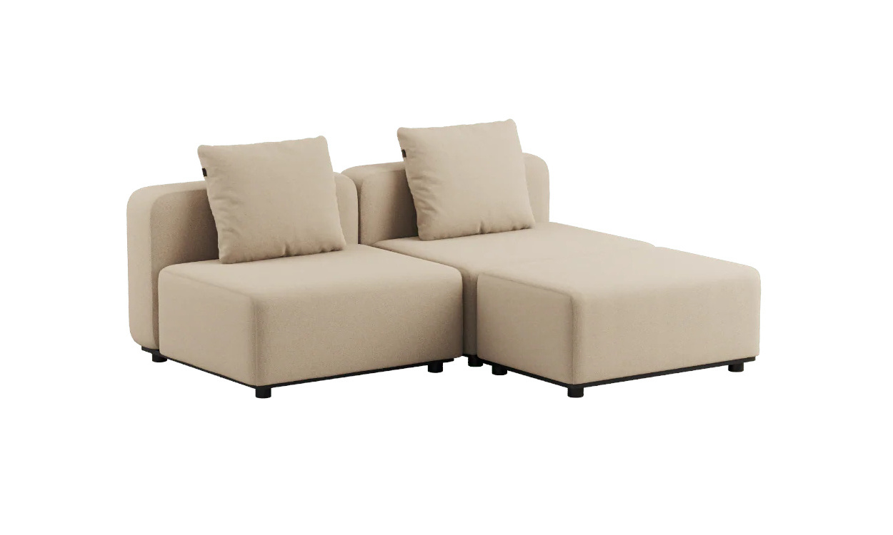 Cobana Loungesofa 2-Sitzer ohne Armlehnen mit Hocker, boucle beige