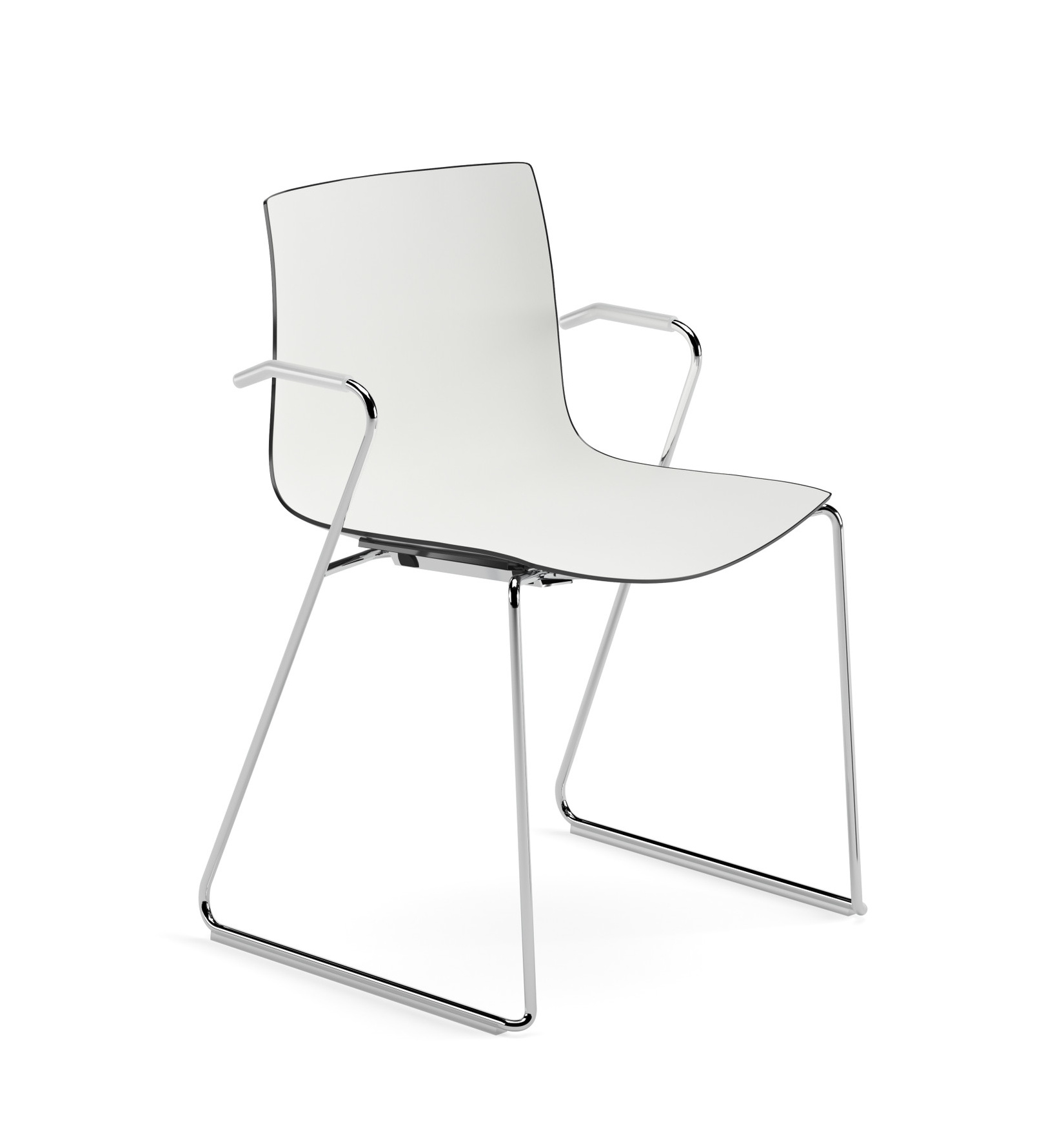 Catifa 46 Armlehnstuhl, zweifarbig, chrom / weiß-schwarz #0287
