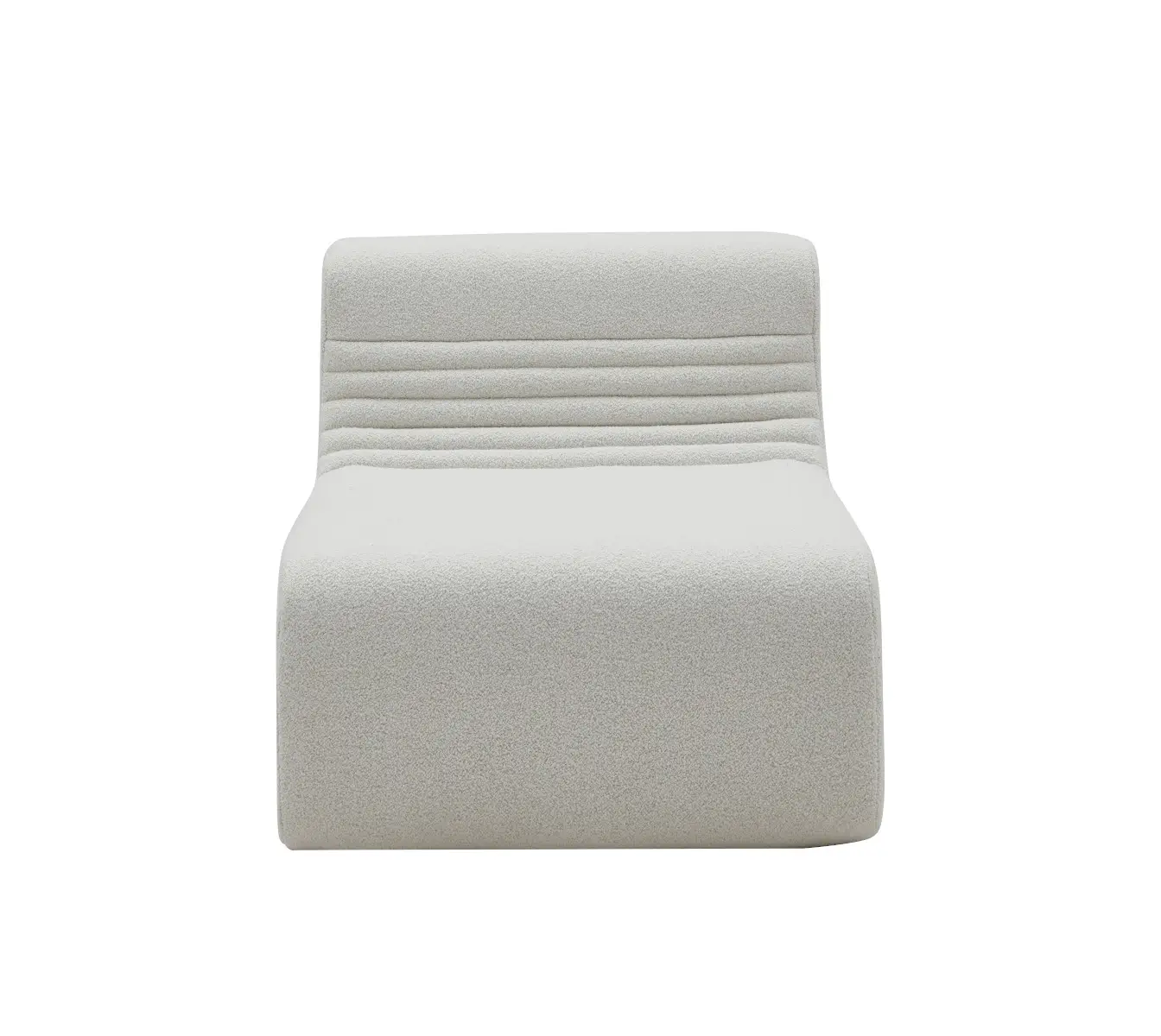 Softline Loft Sofa Einzelelement klein in Weiß aus frontaler Perspektive mit breiter Sitzfläche, abgerundeter Form und horizontalen Steppdetails an der Rückenlehne.
