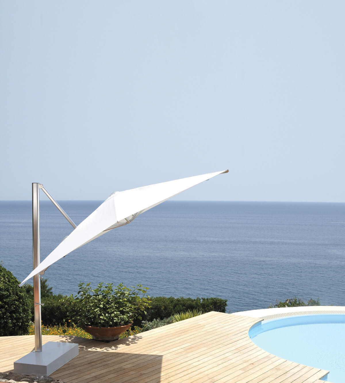 Shade Sonnenschirm, 3x3 m, antikeisen / weiß