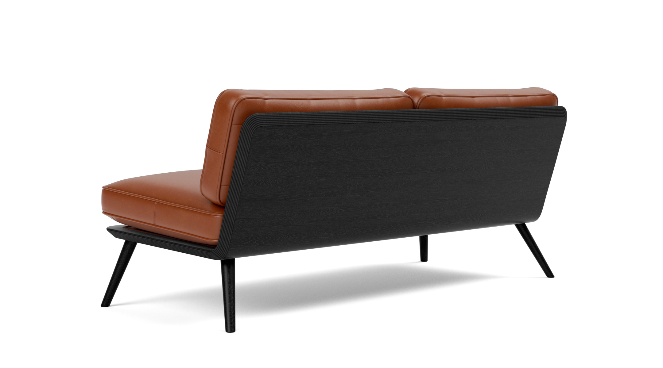 Spine Lounge Suite Sofa, esche schwarz / leder cera 905 russet brown