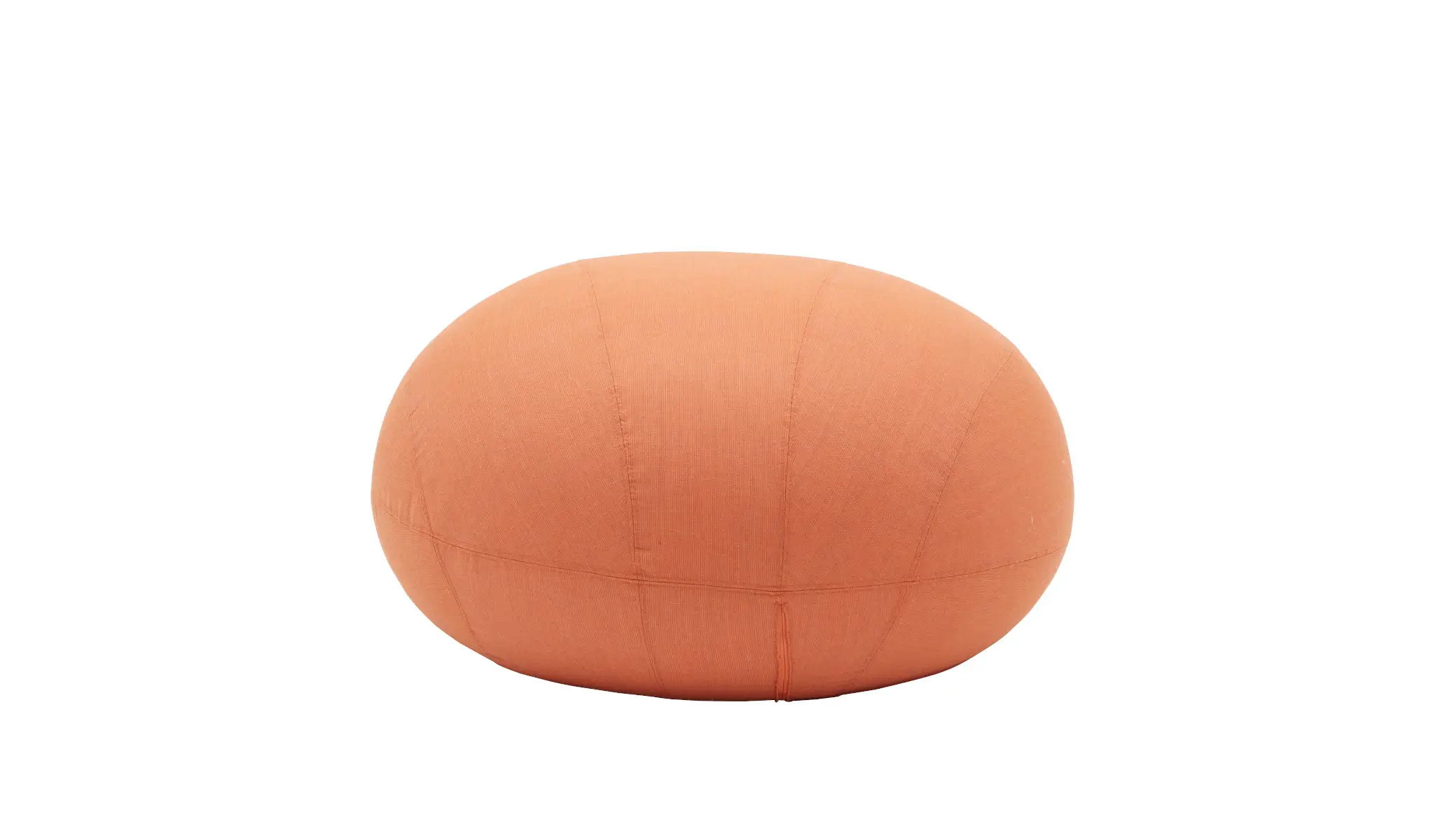 Softline Cut Hocker in Orange aus seitlicher Perspektive mit weich gerundeter, ovaler Form und sichtbaren Nähten im Stoffbezug.
