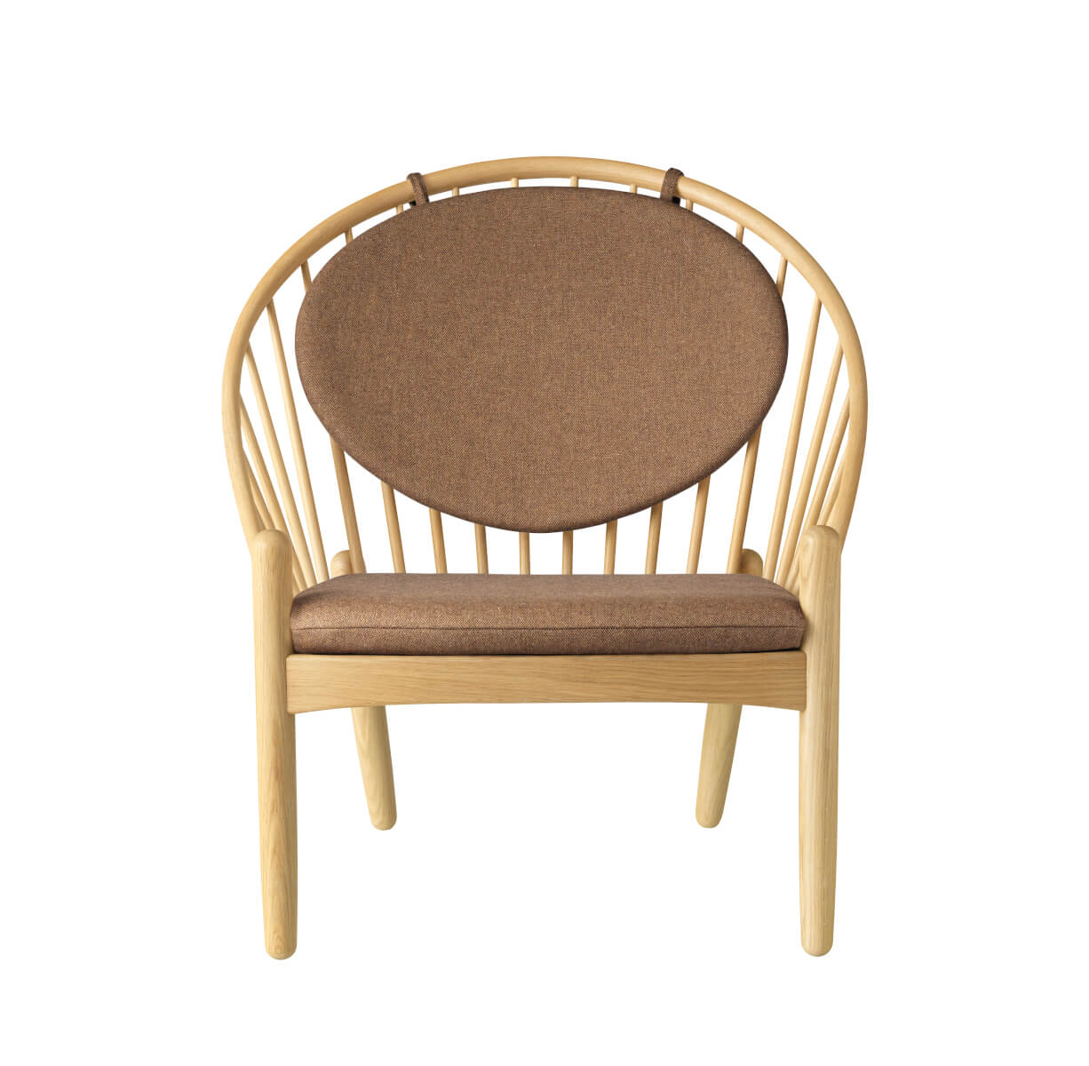 FDB Møbler J166 Jørna Sessel, ergonomisch, Eiche natur & braunes Leder, nachhaltig, nordisches Design