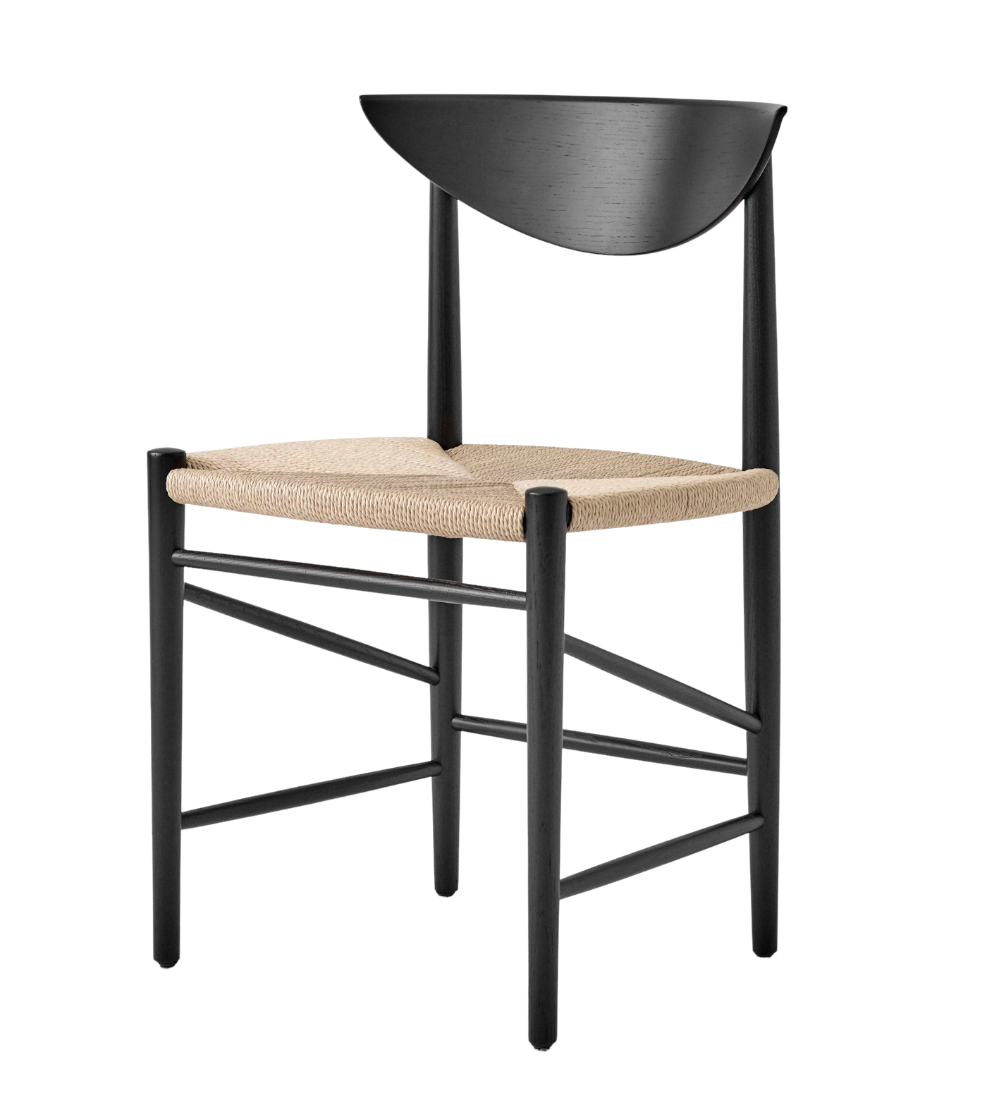 &Tradition Drawn HM3 Stuhl, Eiche schwarz lackiert, skandinavisches Design – elegant am Esstisch oder im Wohnbereich