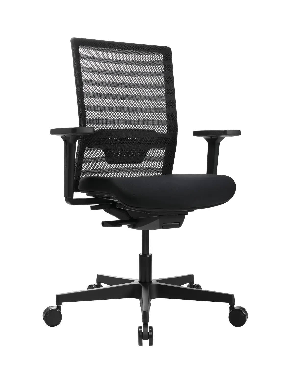 Wagner W-Life Pro 50 Bürostuhl in der Schrägansicht mit atmungsaktiver Netzrückenlehne, Armlehnen und ergonomischem Sitz.