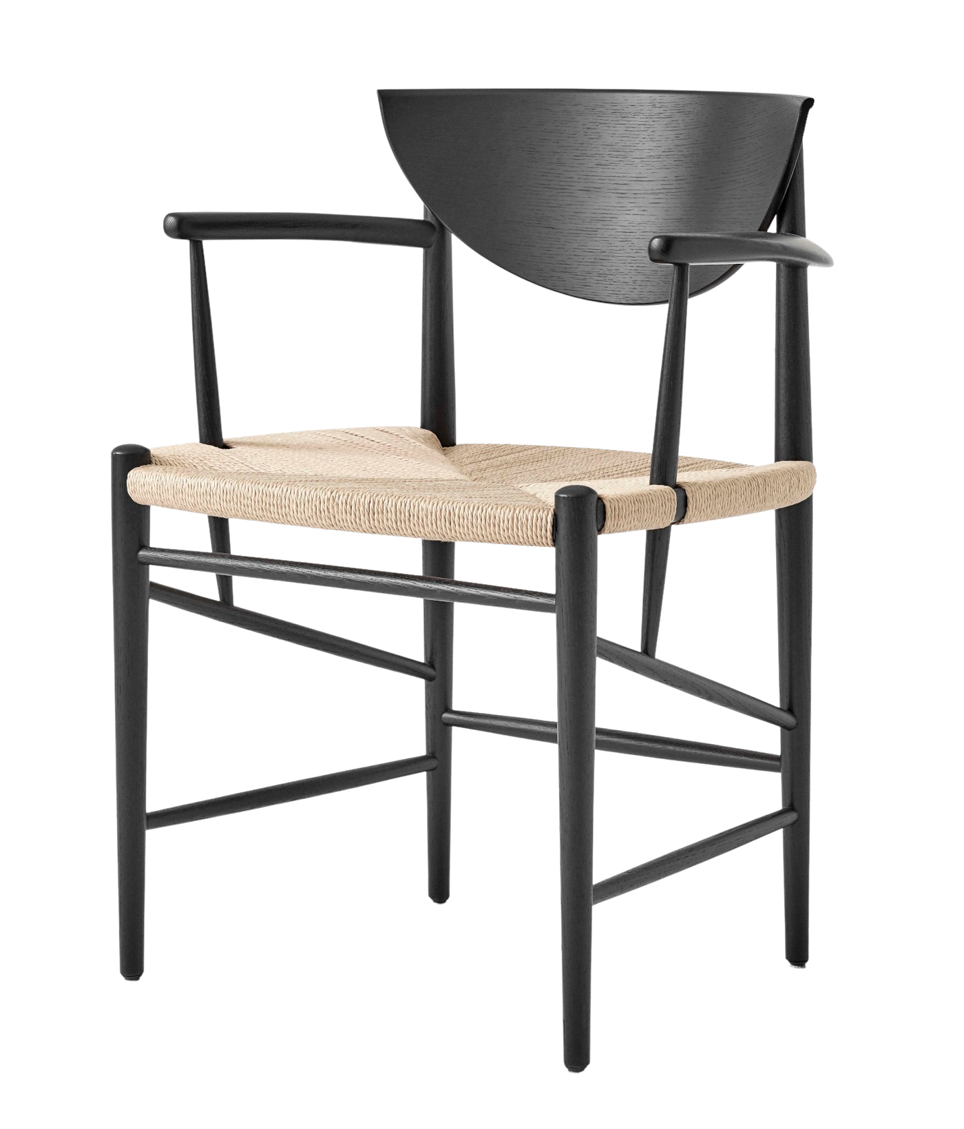 &Tradition Drawn HM4 Armlehnstuhl, Eiche schwarz lackiert, dänisches Design – elegant am Esstisch oder im Arbeitszimmer