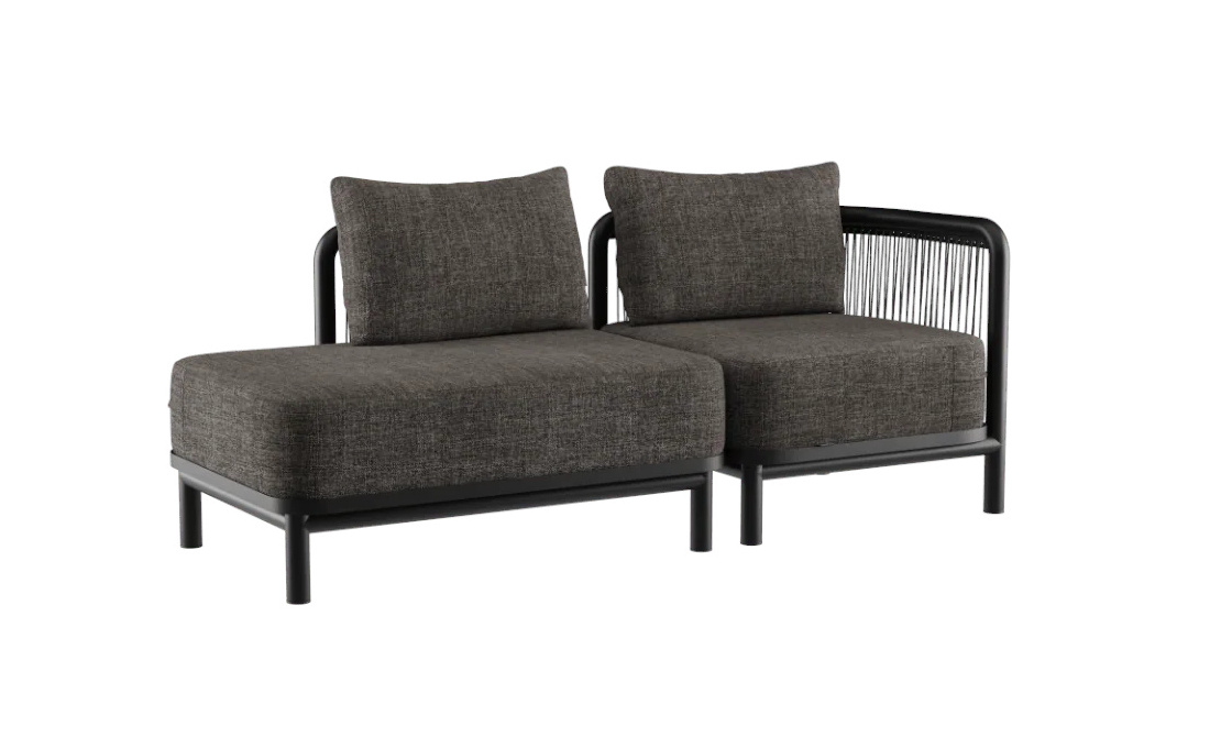 Kirra Loungesofa 2-Sitzer Open End Rechts, kirra noir