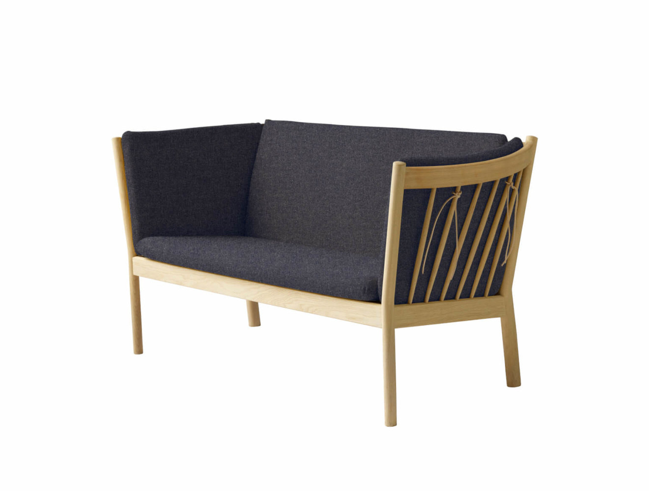 FDB Møbler J148 Sofa, 2-Sitzer, ergonomisch, Eiche natur, dunkelgrau, nachhaltig, nordisches Design