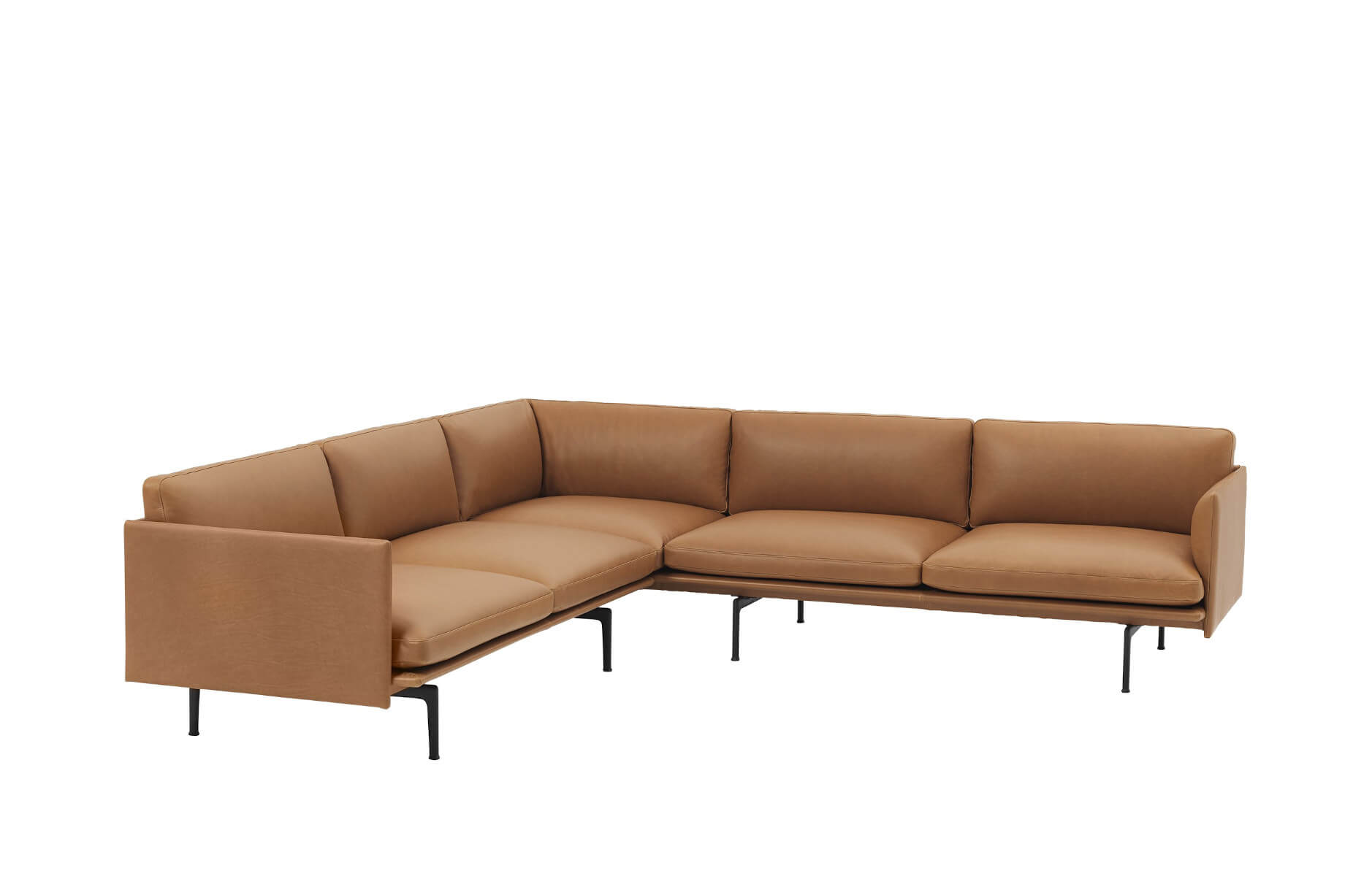 Outline Ecksofa, refine leder cognac / schwarz