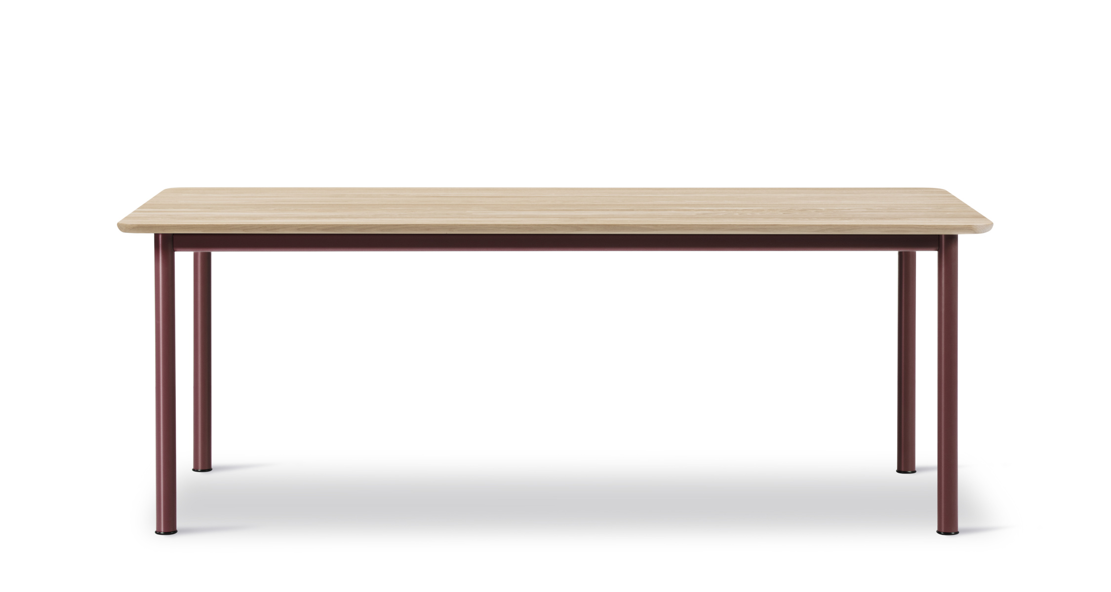 Plan Esstisch, bordeaux lackiert / eiche hell geölt