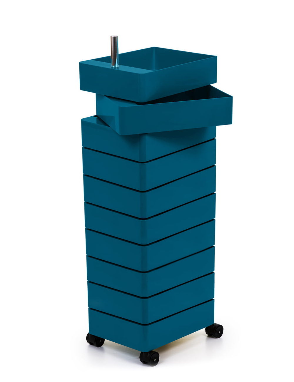 360° Rollcontainer mit 10 Fächer, blau
